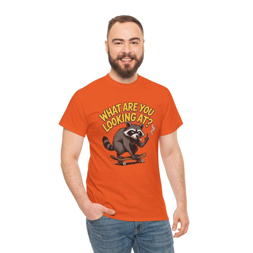 Funny Raccoon Graphic T-Shirt — What Are You Looking At Skater Humor Gift Tee