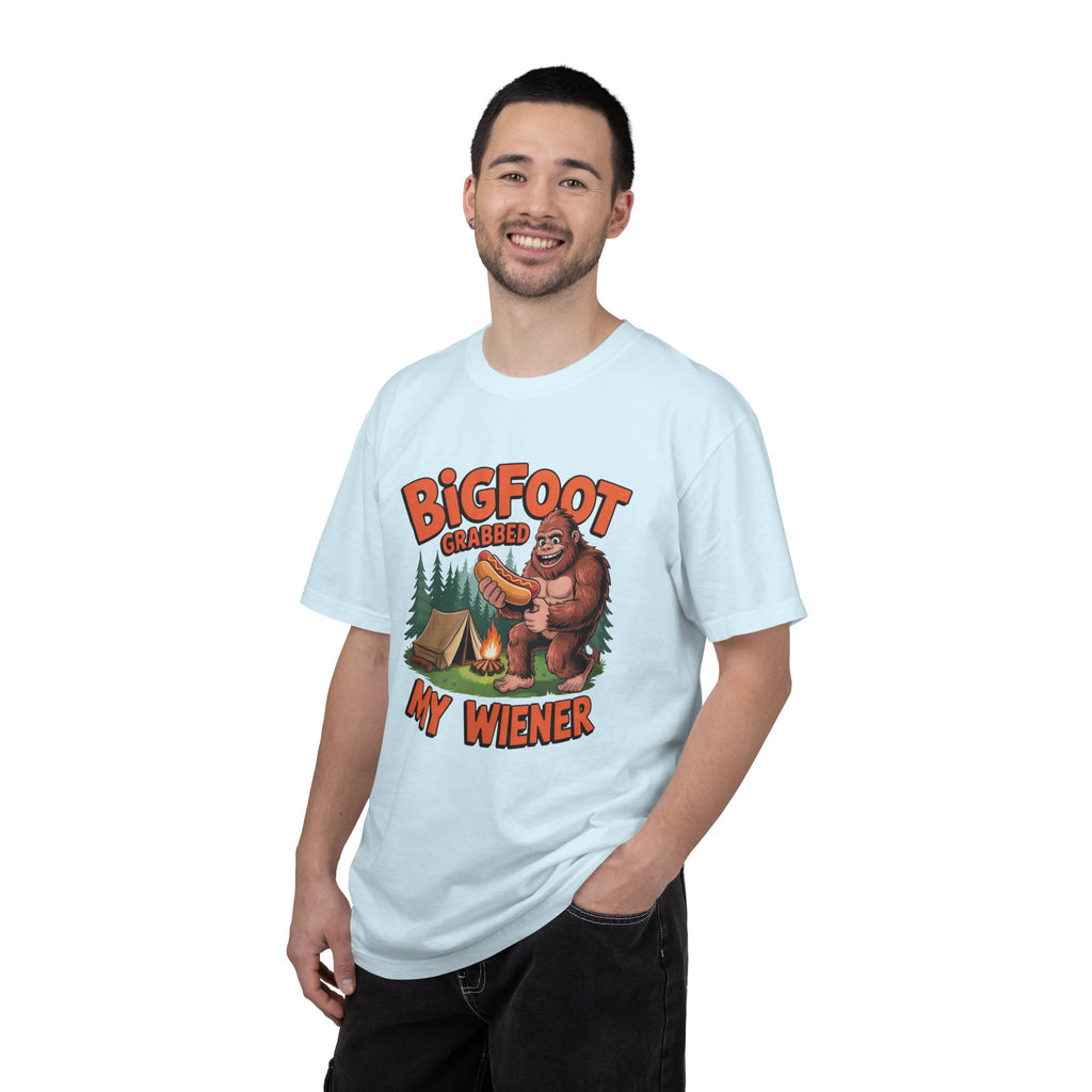 Bigfoot Grabbed My Wiener T-Shirt — Funny Camping Sasquatch Tee