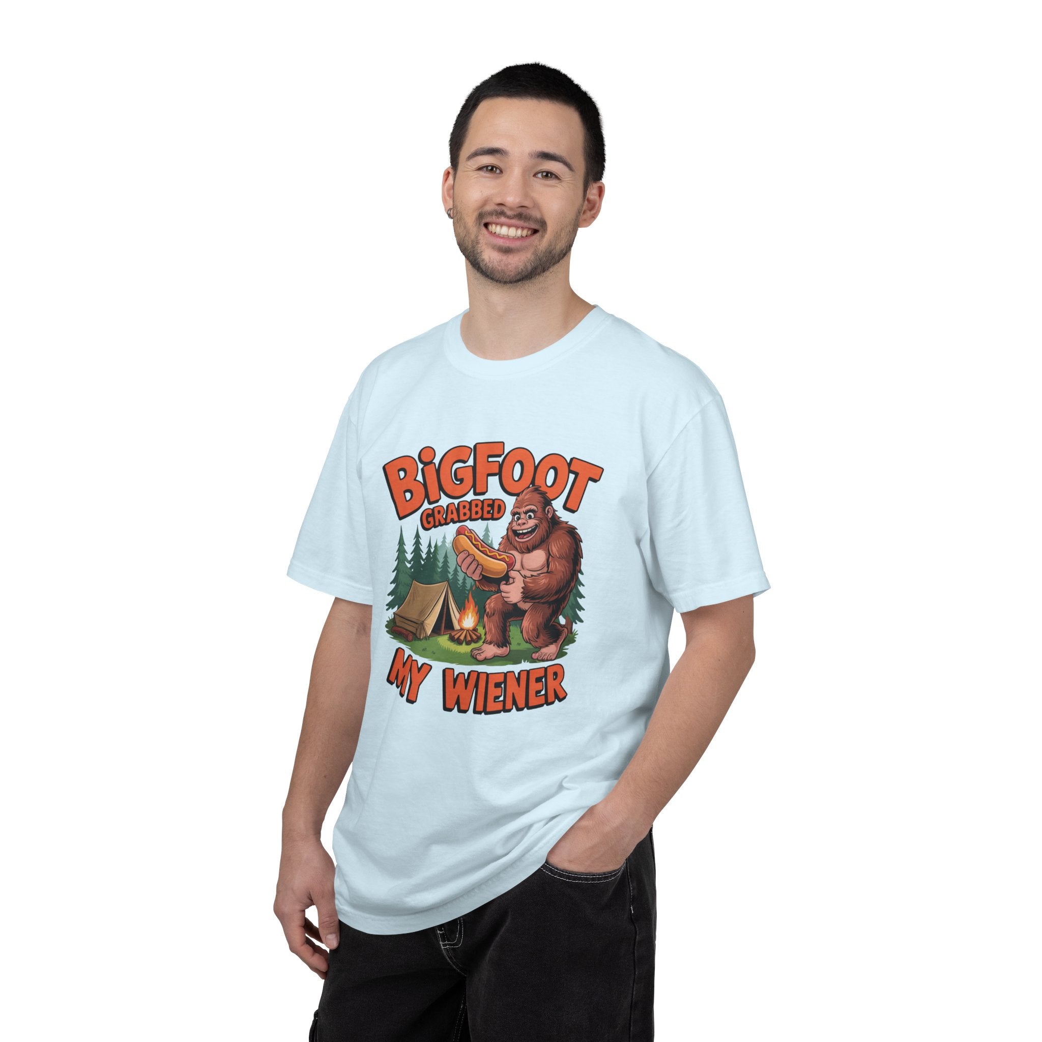 Bigfoot Grabbed My Wiener T-Shirt — Funny Camping Sasquatch Tee
