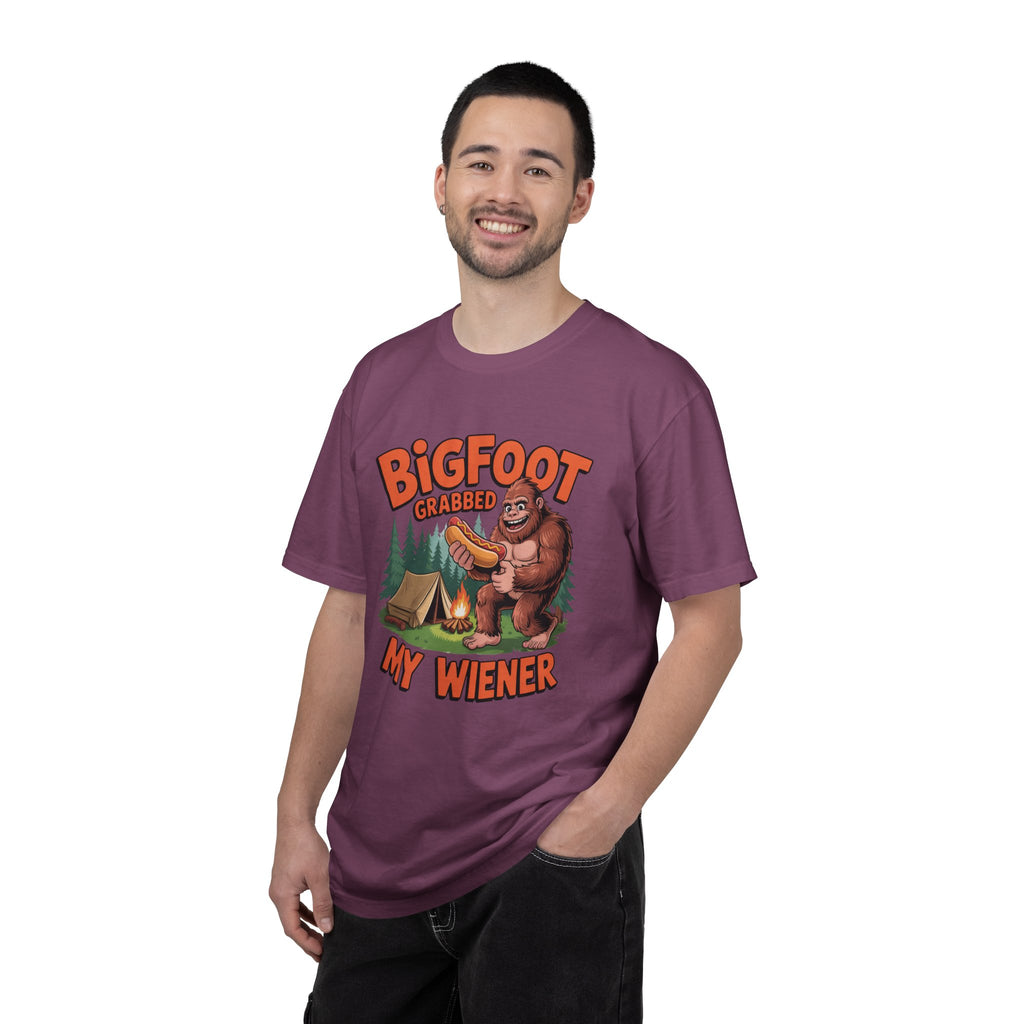 Bigfoot Grabbed My Wiener T-Shirt — Funny Camping Sasquatch Tee