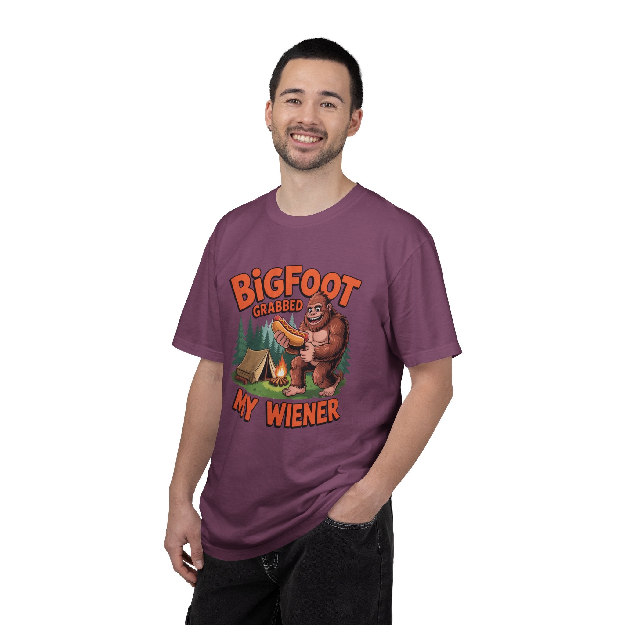 Bigfoot Grabbed My Wiener T-Shirt — Funny Camping Sasquatch Tee