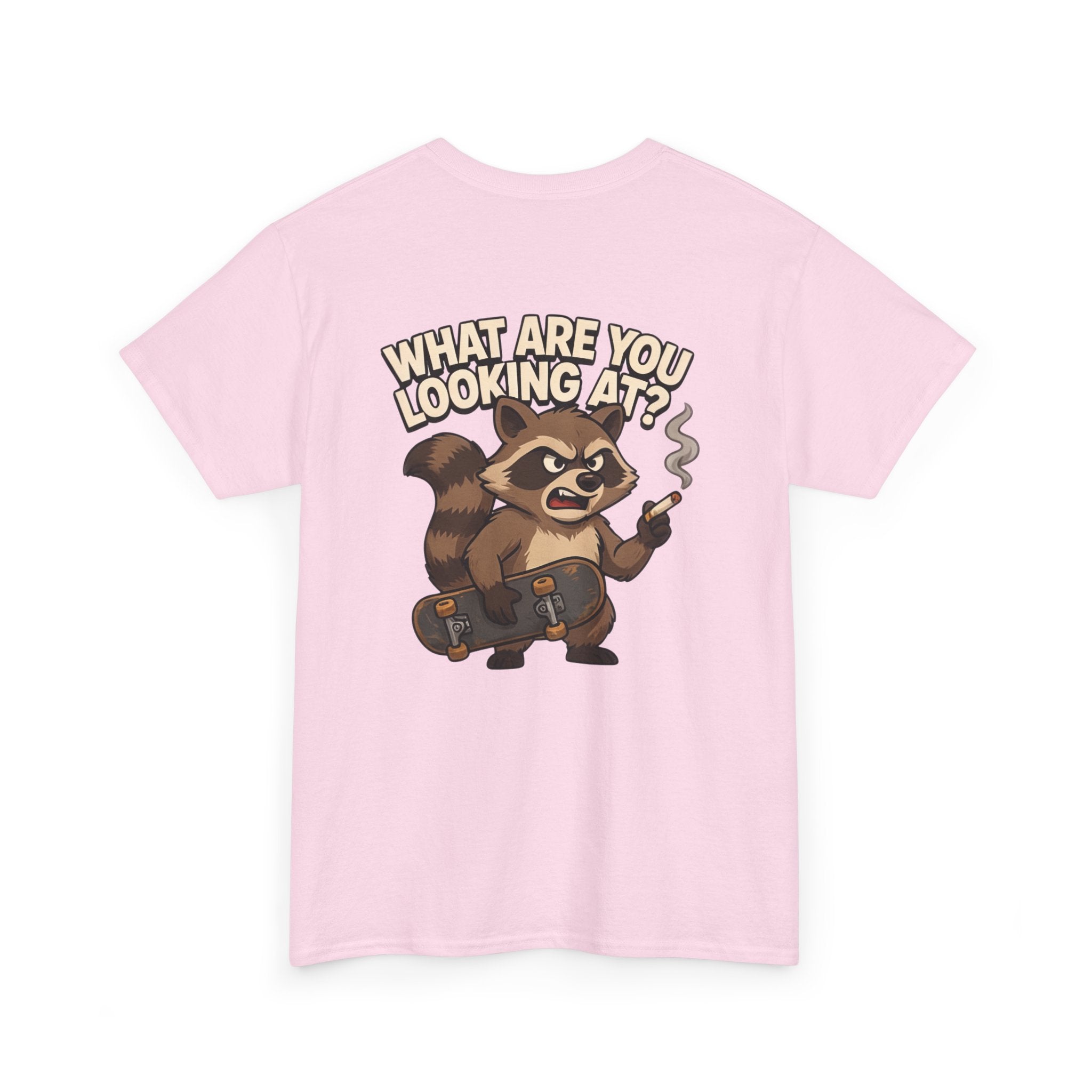 Graphic Tee — "What Are You Looking At?" Raccoon Illustration T-Shirt