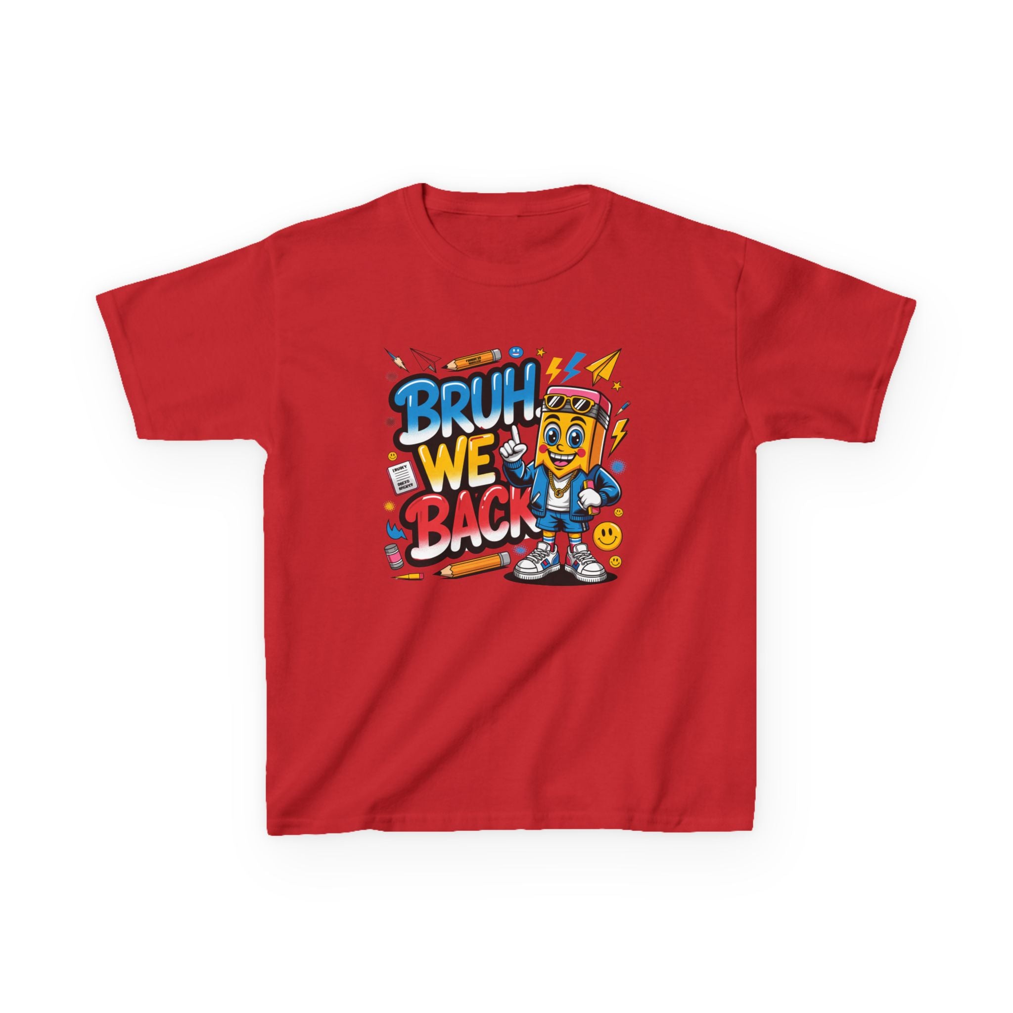 Kids T-Shirt — "Bruh We Back" Cartoon Graphic Tee