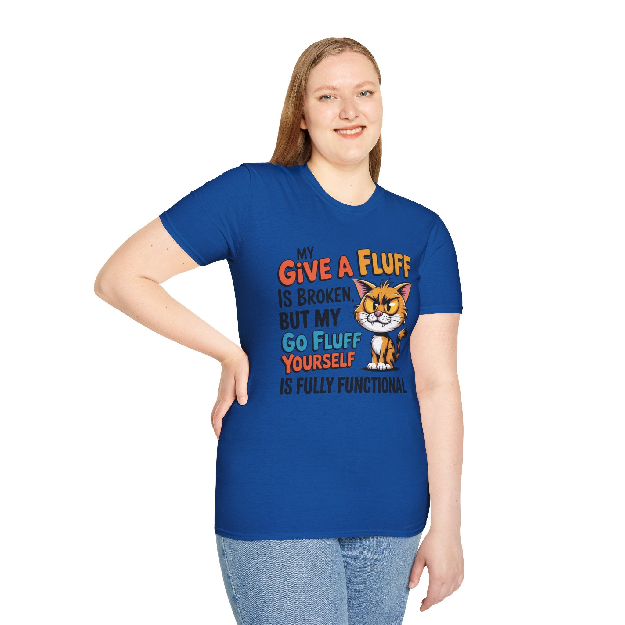 Cat Graphic T-Shirt — "My Give a Fluff Is Broken" Funny Cat Tee