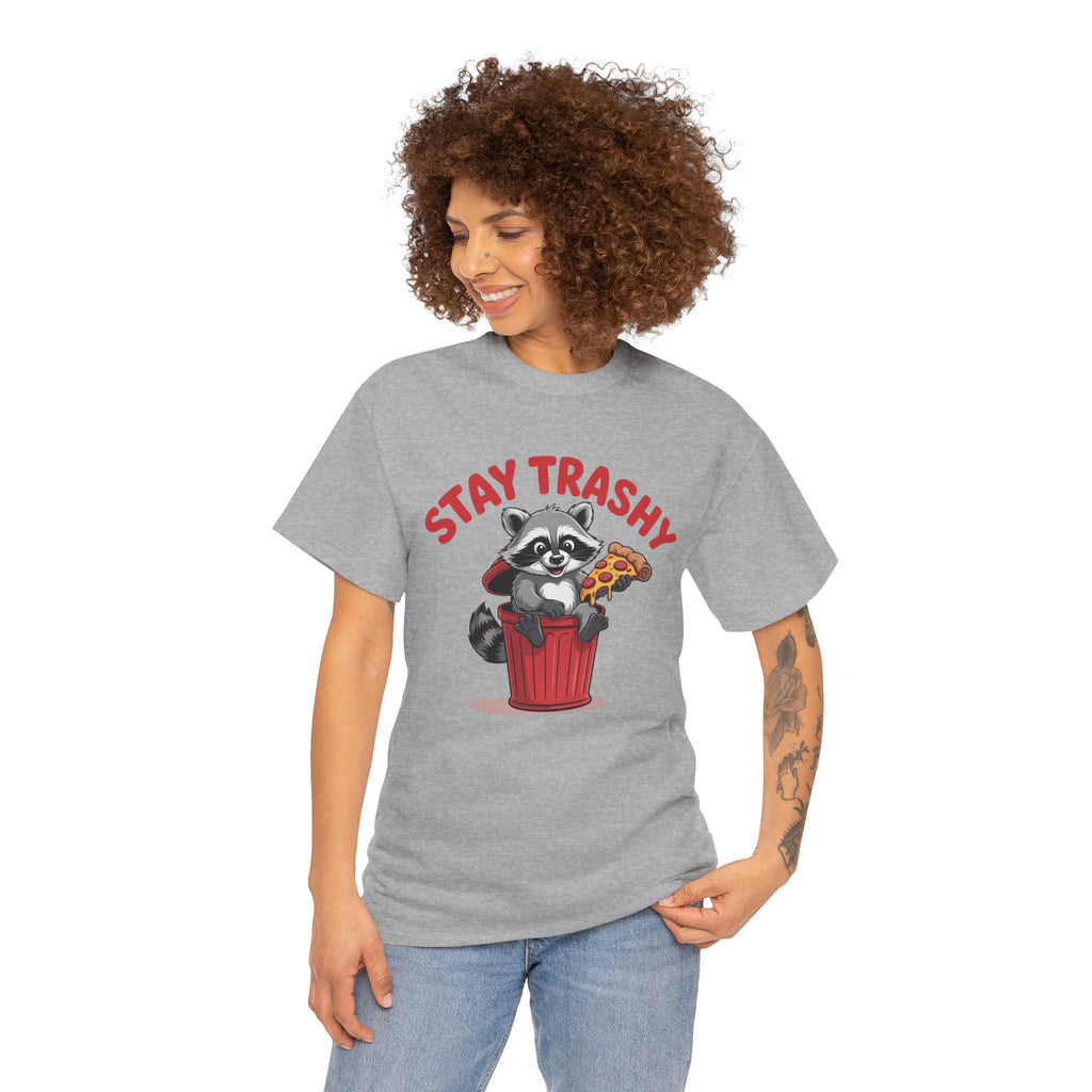 Funny Raccoon T-Shirt — Stay Trashy Humor Gift Tee for Women
