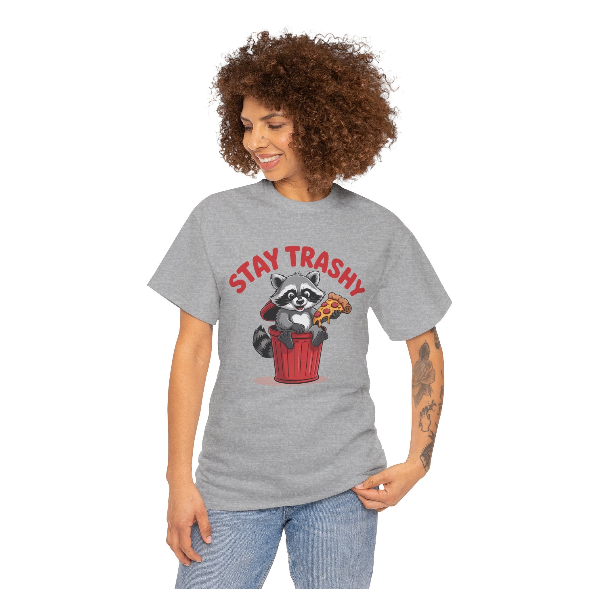 Funny Raccoon T-Shirt — Stay Trashy Humor Gift Tee for Women