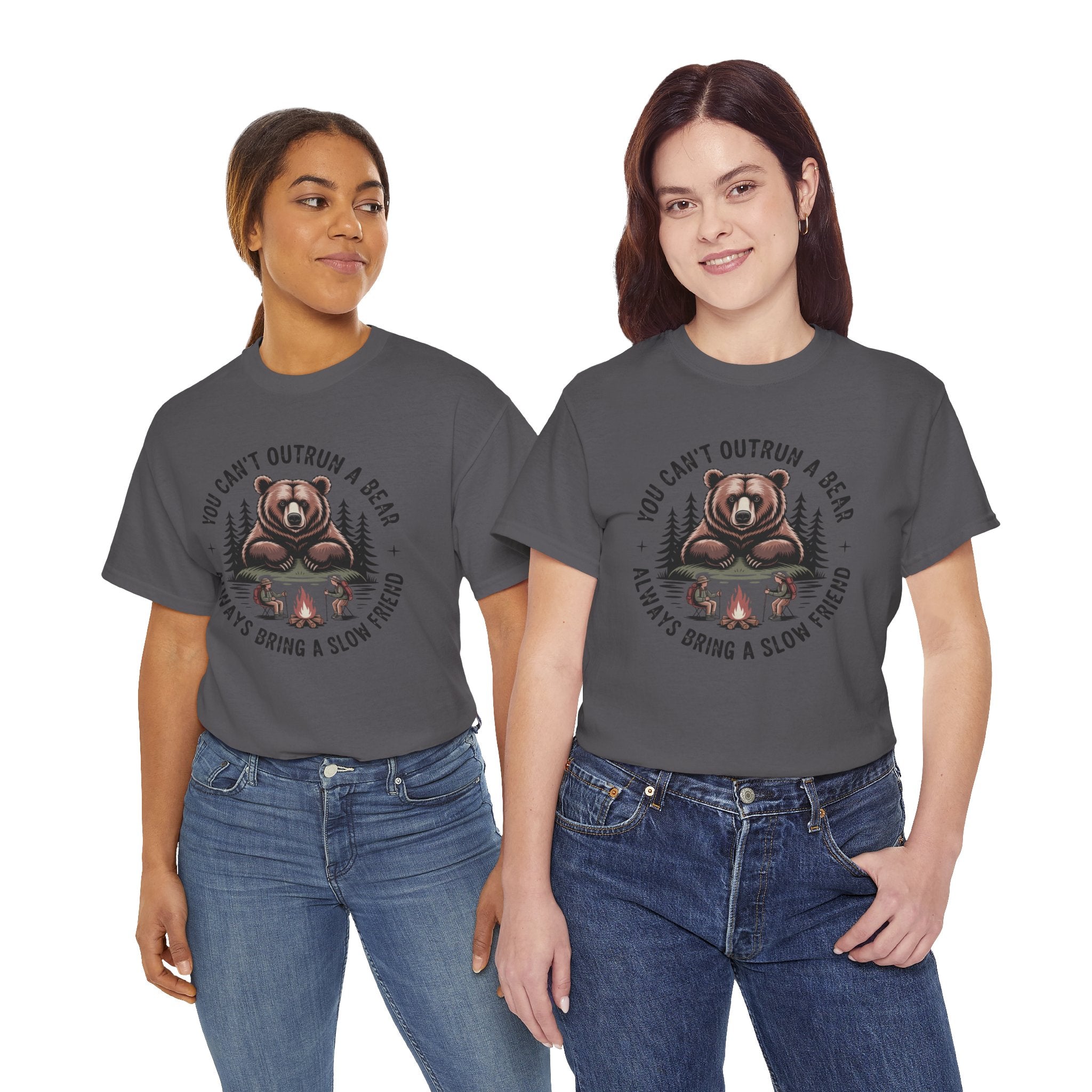 Bear Campfire T‑Shirt — "You Can't Outrun a Bear, Always Bring a Slow Friend" Camping Tee