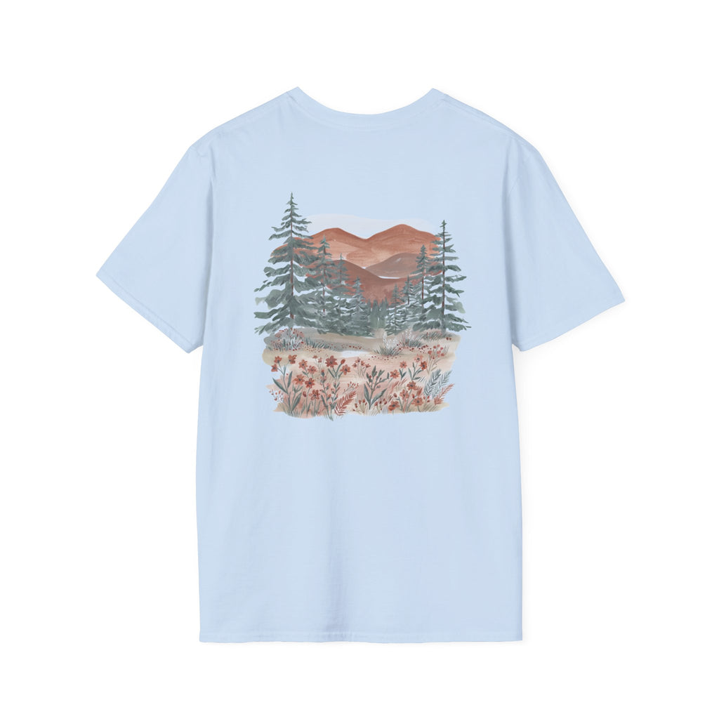 Floral Corner Tee — Minimal Wildflower Pocket T‑Shirt