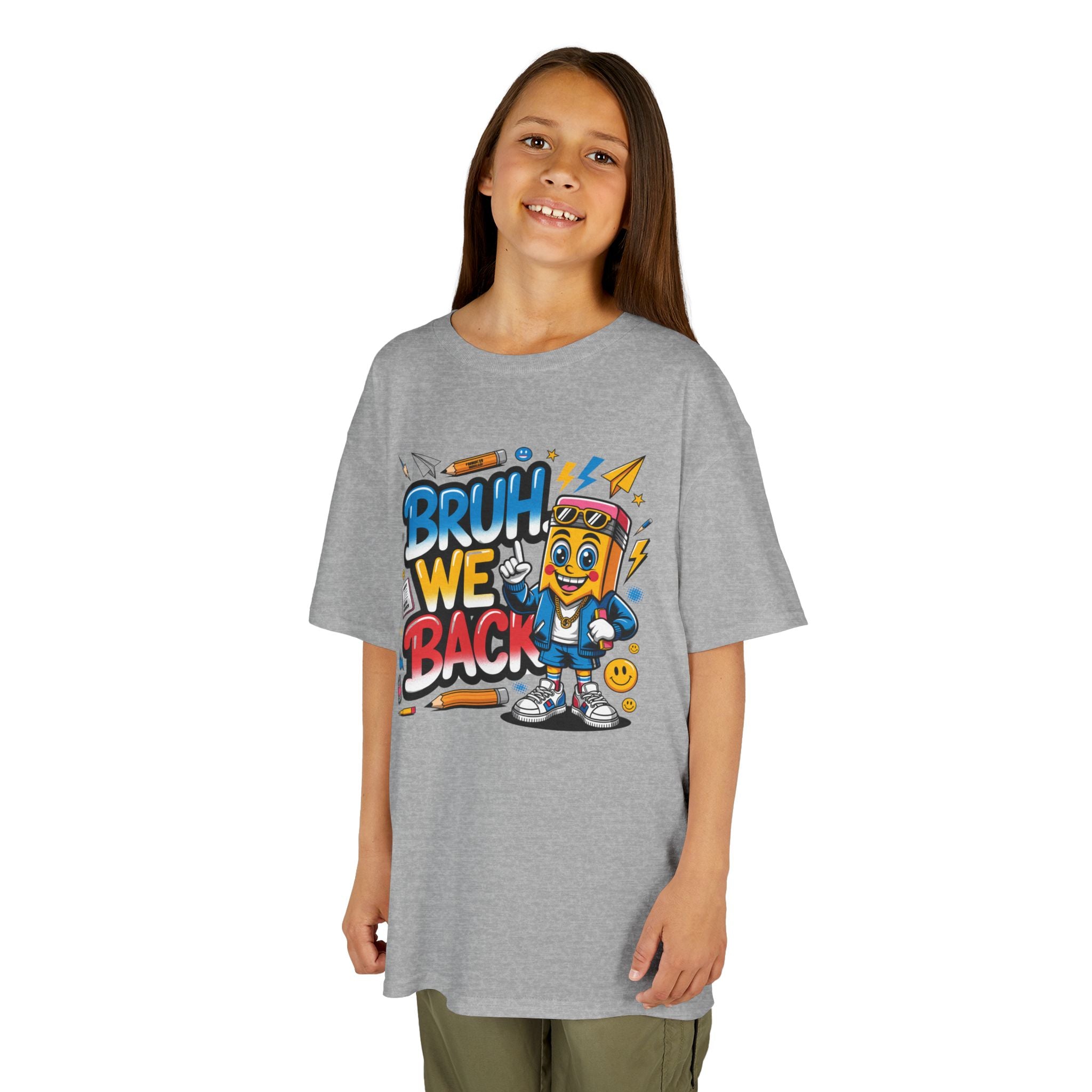 Kids T-Shirt — "Bruh We Back" Cartoon Graphic Tee