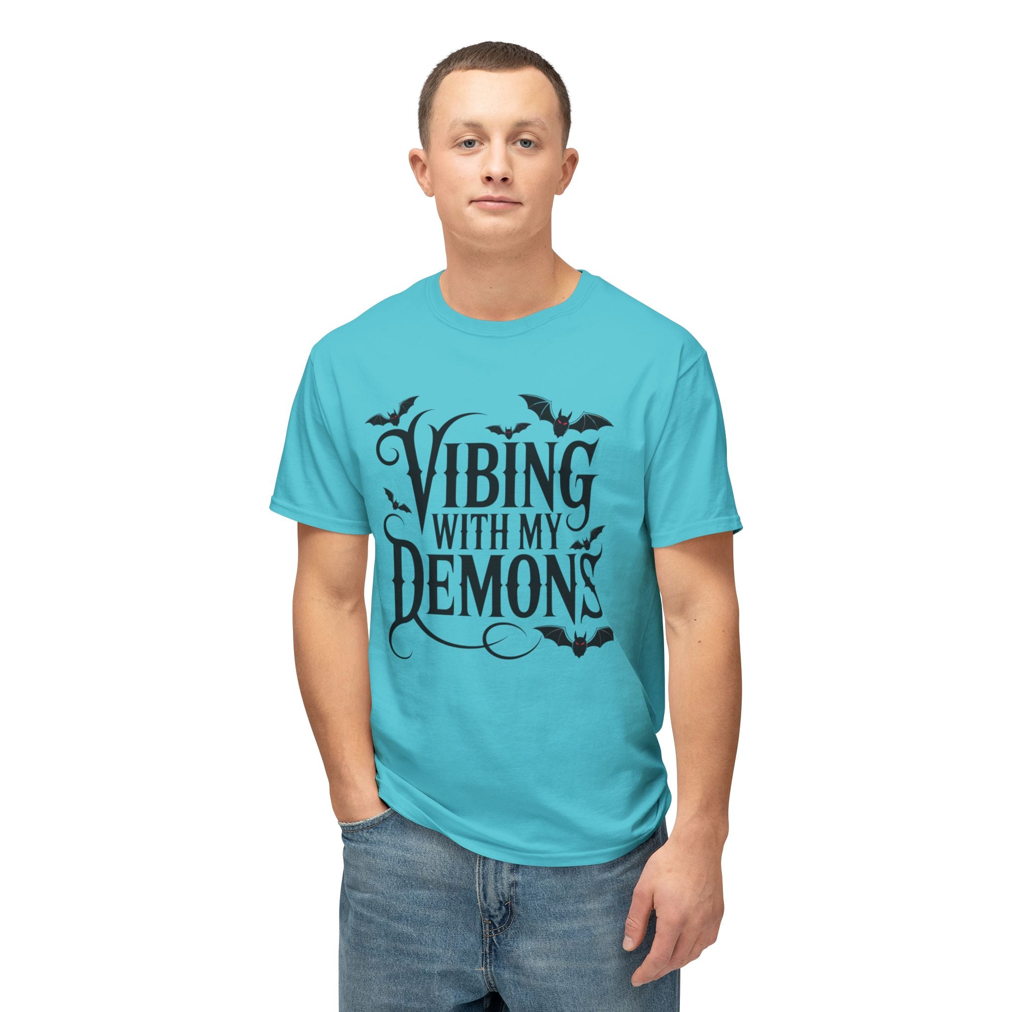 Funny Gothic Halloween T-Shirt — Vibing With My Demons Dark Humor Gift Tee