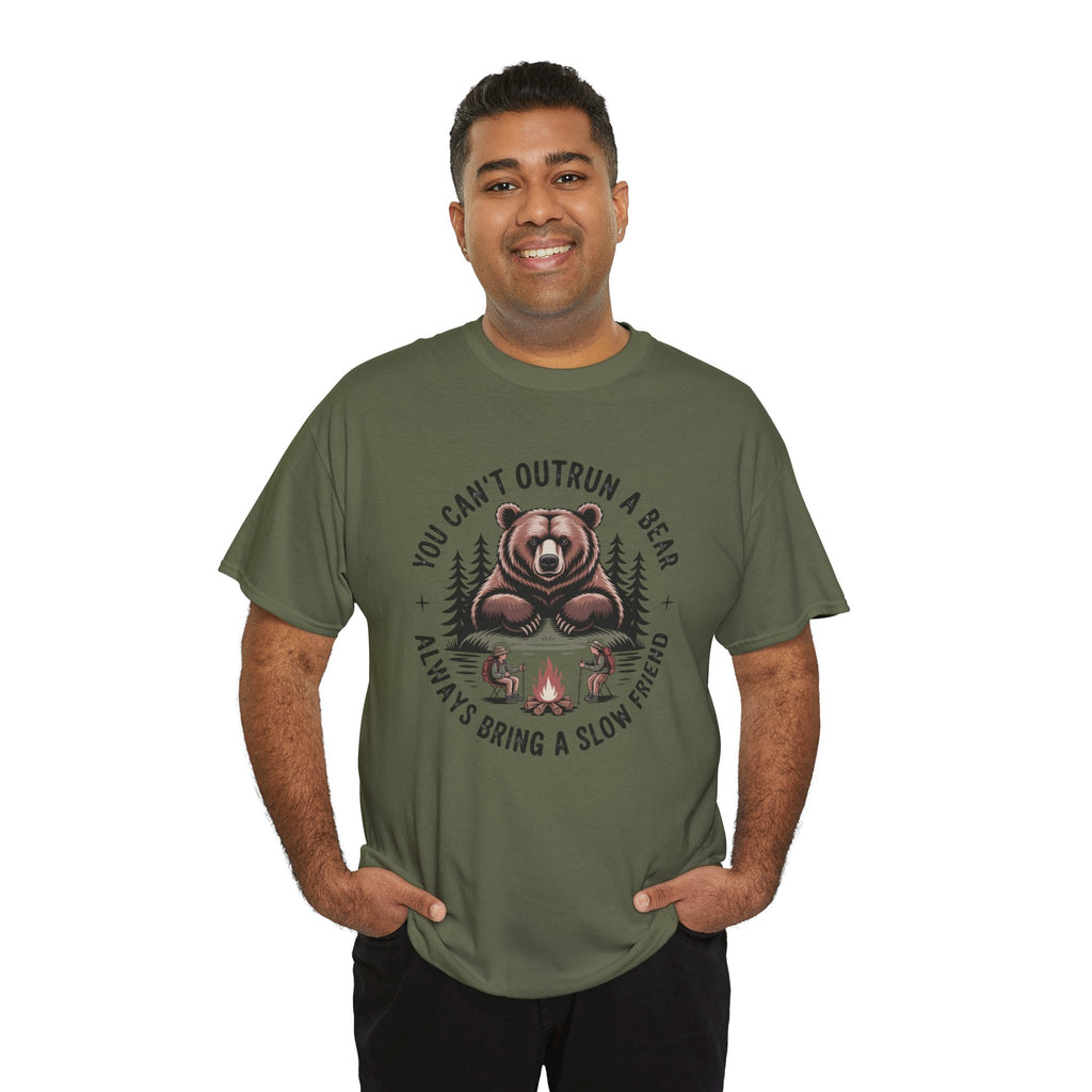 Bear Campfire T‑Shirt — "You Can't Outrun a Bear, Always Bring a Slow Friend" Camping Tee