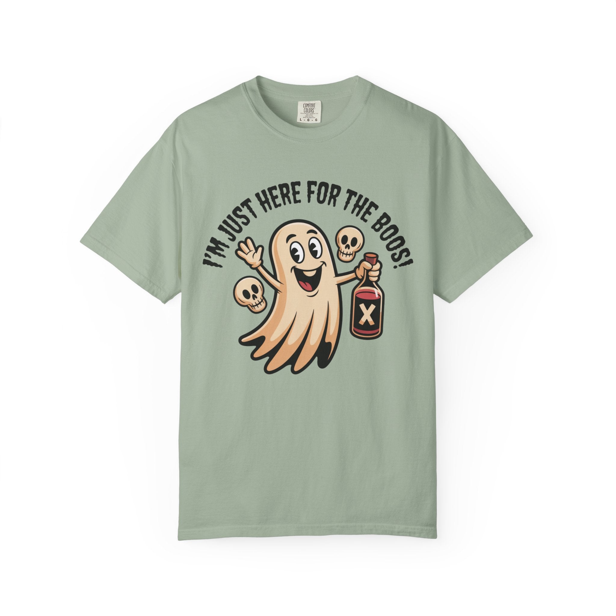 Halloween Ghost T‑Shirt — "I'm Just Here for the Boos!" Funny Party Tee
