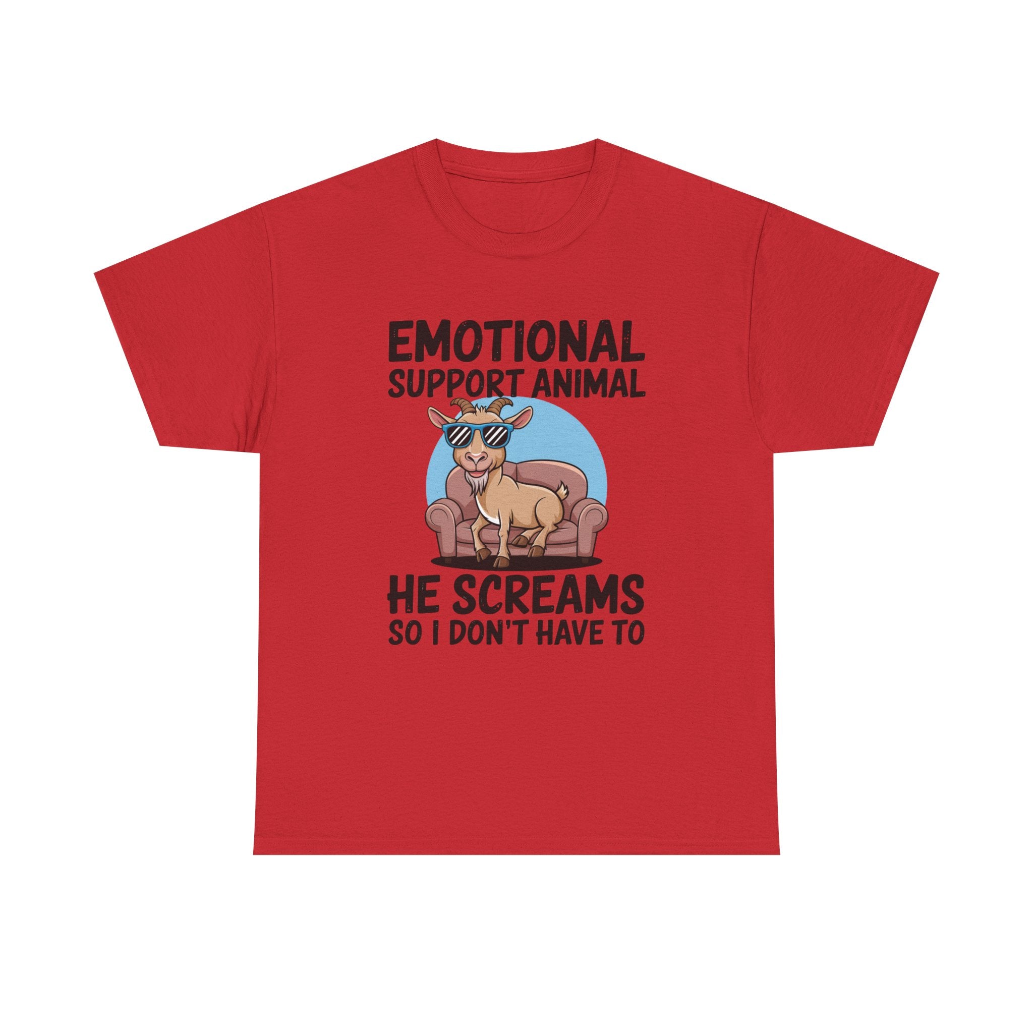 Funny Goat T-Shirt — He Screams So I Don't Have To Emotional Support Animal Gift Tee
