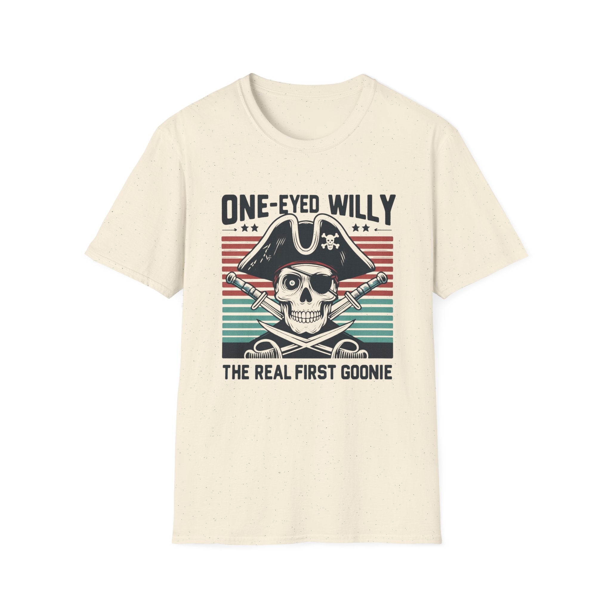 One-Eyed Willy Skull T-Shirt — Vintage Pirate 'The Real First Goonie' Tee