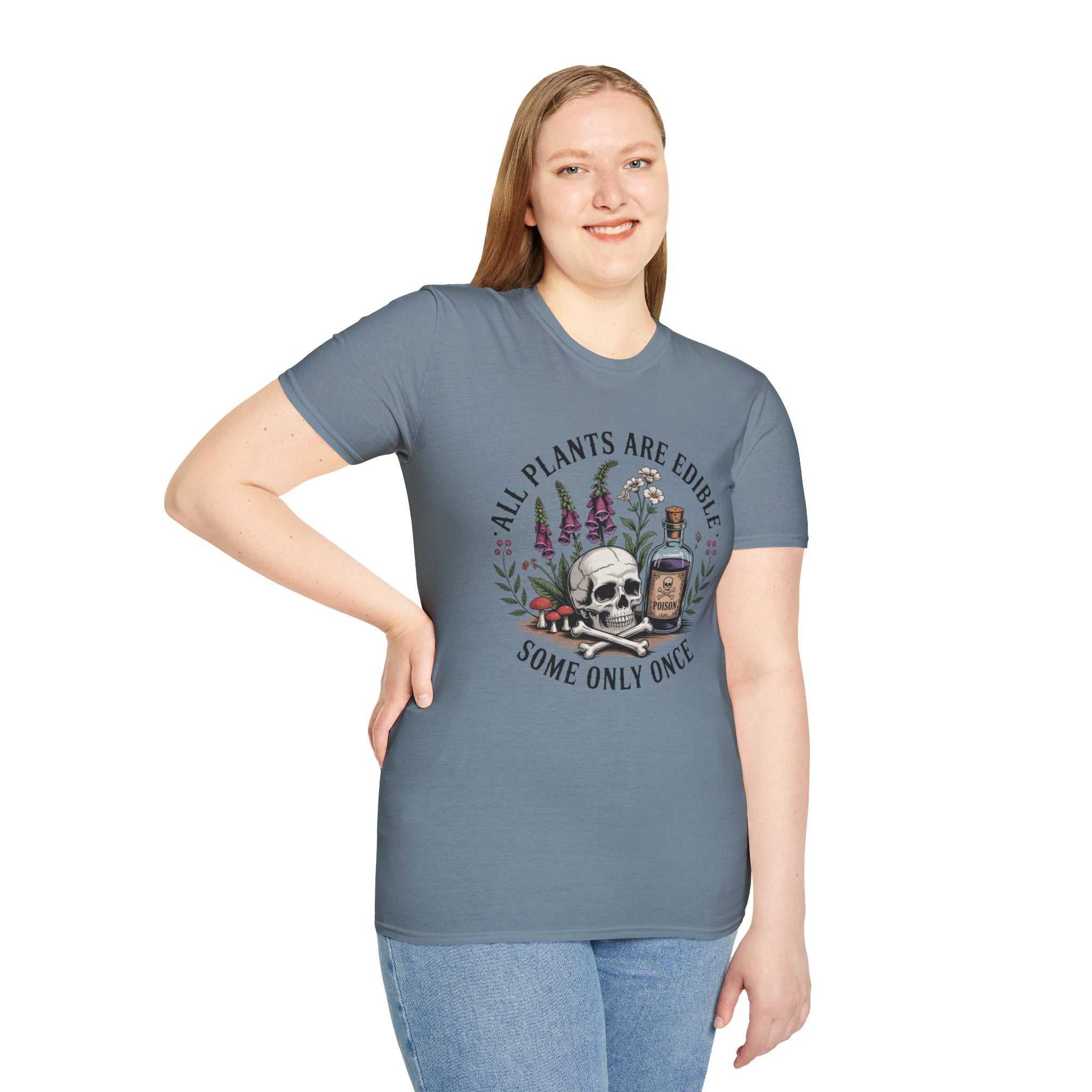 All Plants Are Edible T-Shirt — Botanical Skull & Apothecary Graphic Tee