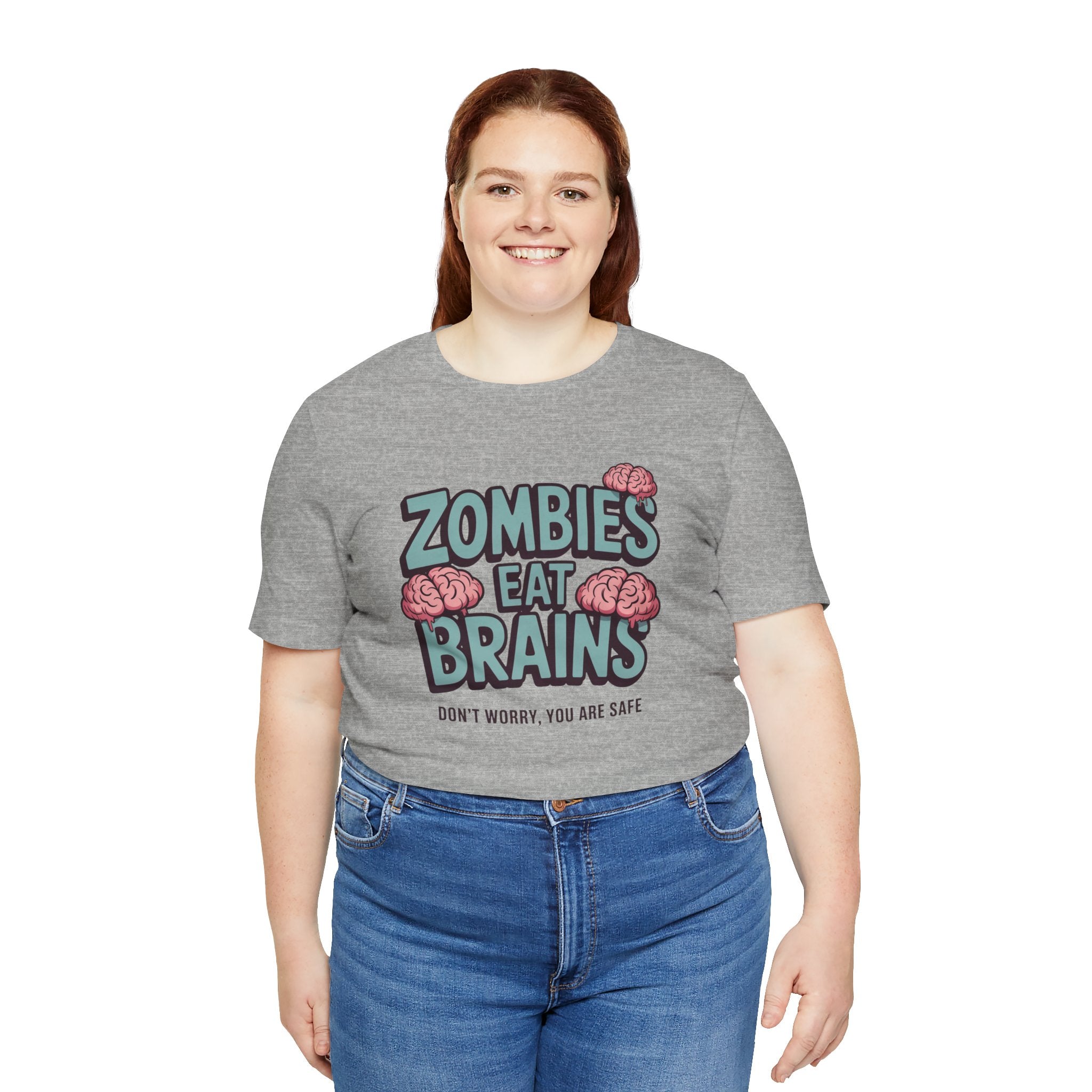 Zombies Eat Brains T‑Shirt — Funny Halloween Horror Tee ("Don't Worry, You Are Safe")