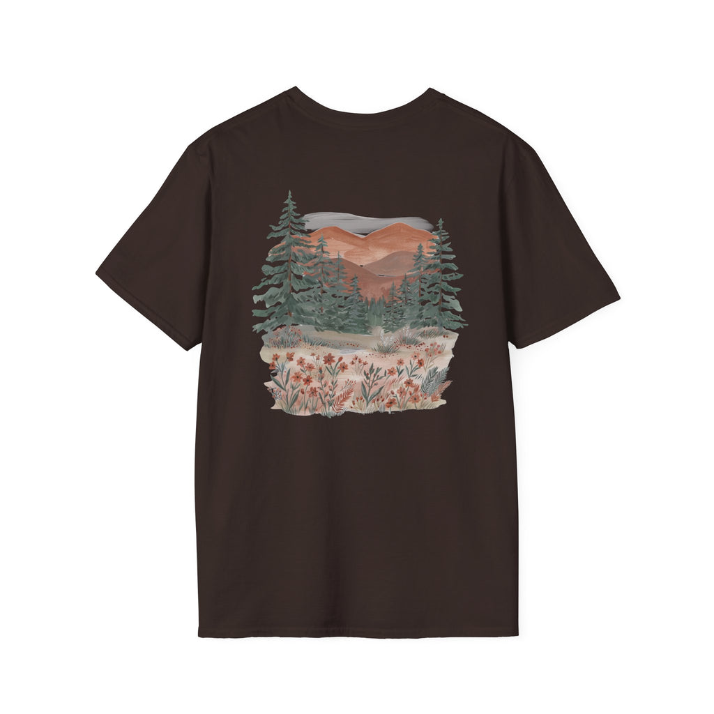 Floral Corner Tee — Minimal Wildflower Pocket T‑Shirt