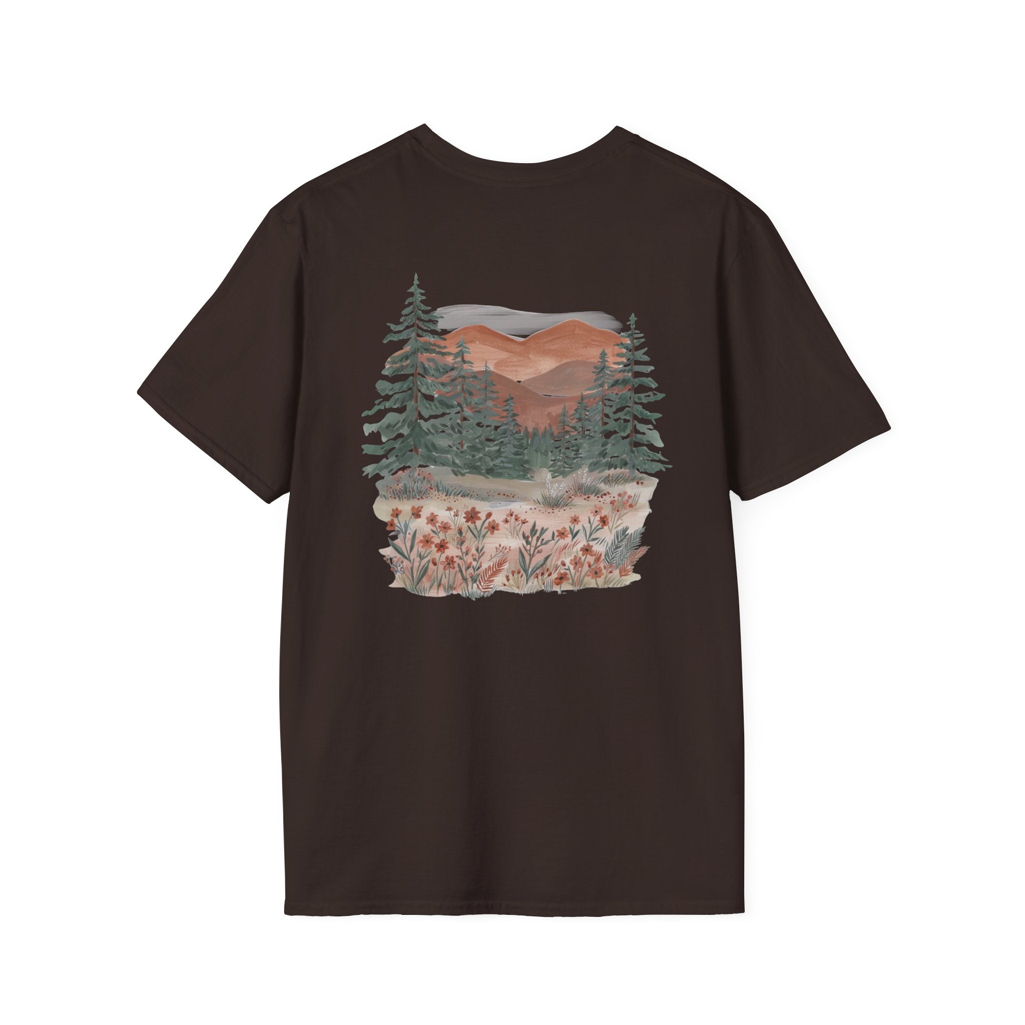 Floral Corner Tee — Minimal Wildflower Pocket T‑Shirt