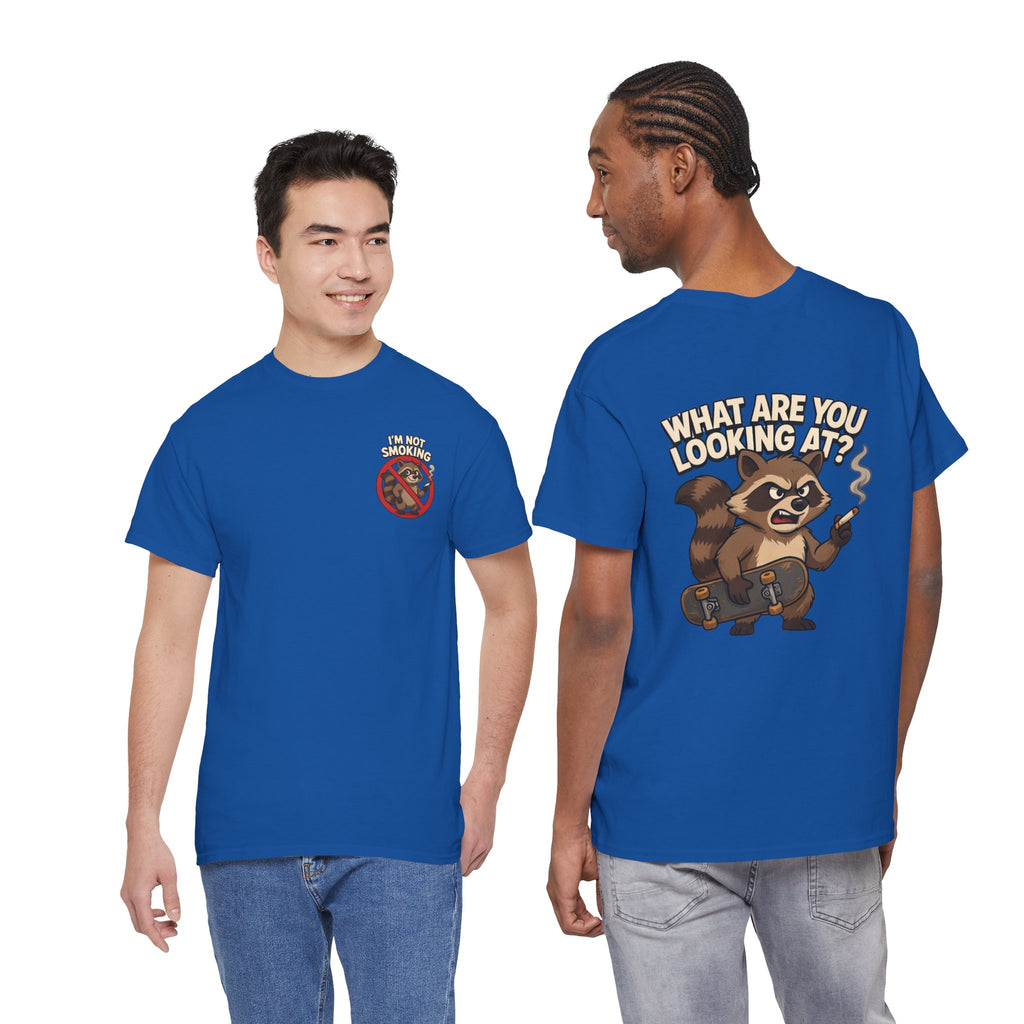 Graphic Tee — "What Are You Looking At?" Raccoon Illustration T-Shirt
