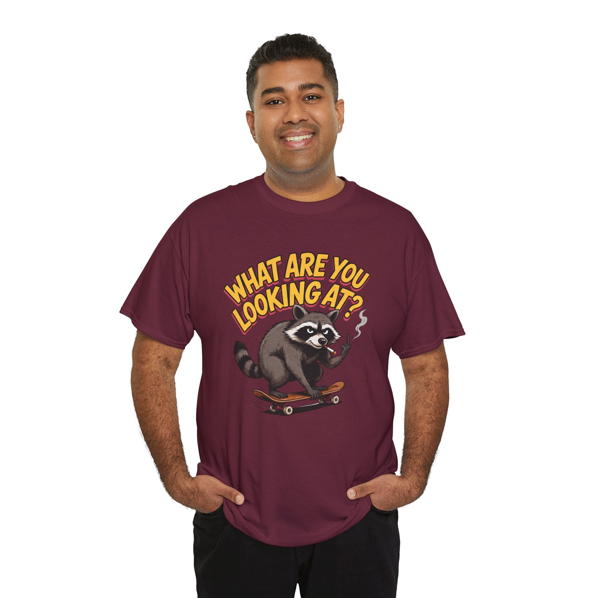 Funny Raccoon Graphic T-Shirt — What Are You Looking At Skater Humor Gift Tee