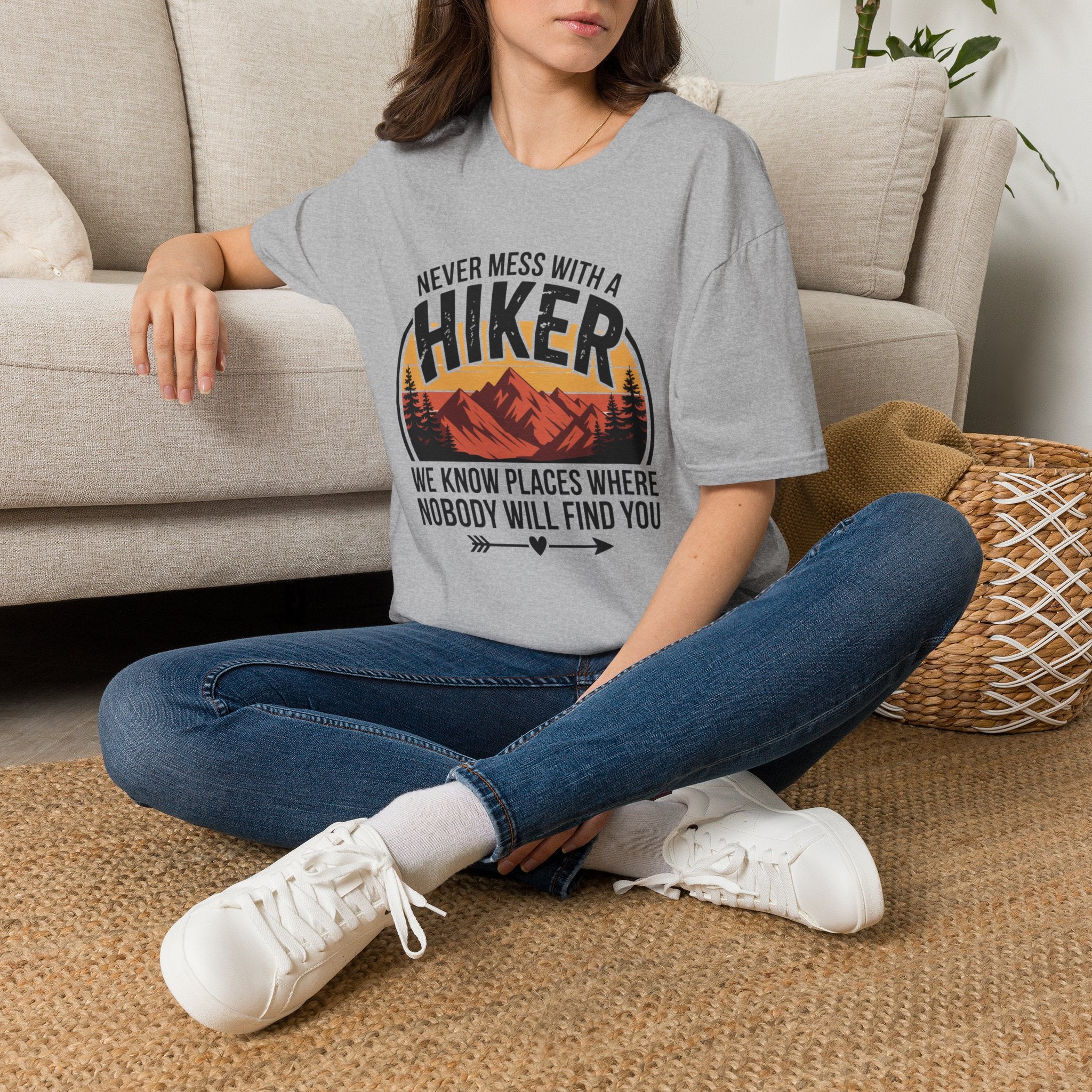 Hiker T-Shirt — "Never Mess With a Hiker" Mountain Sunset Tee
