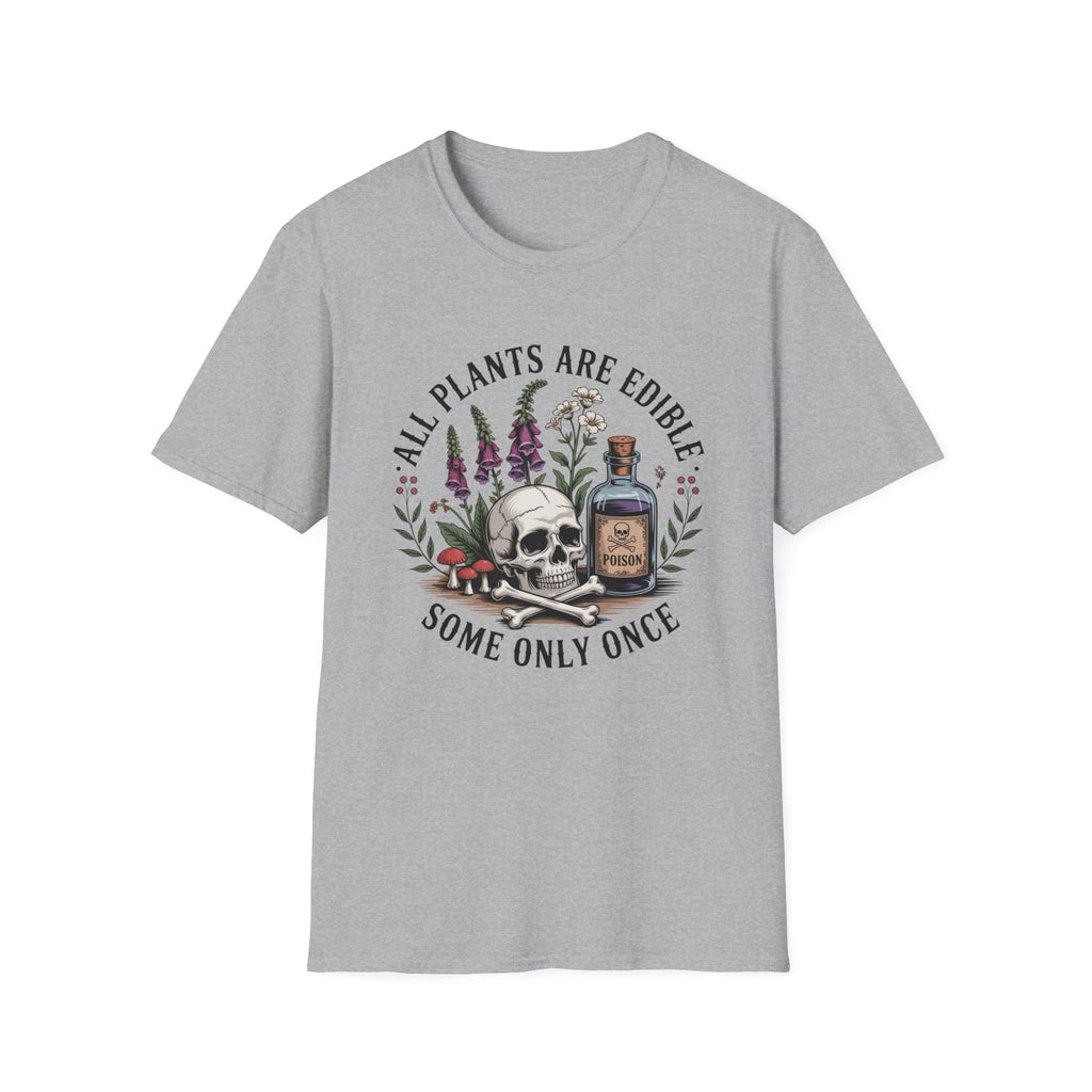 All Plants Are Edible T-Shirt — Botanical Skull & Apothecary Graphic Tee