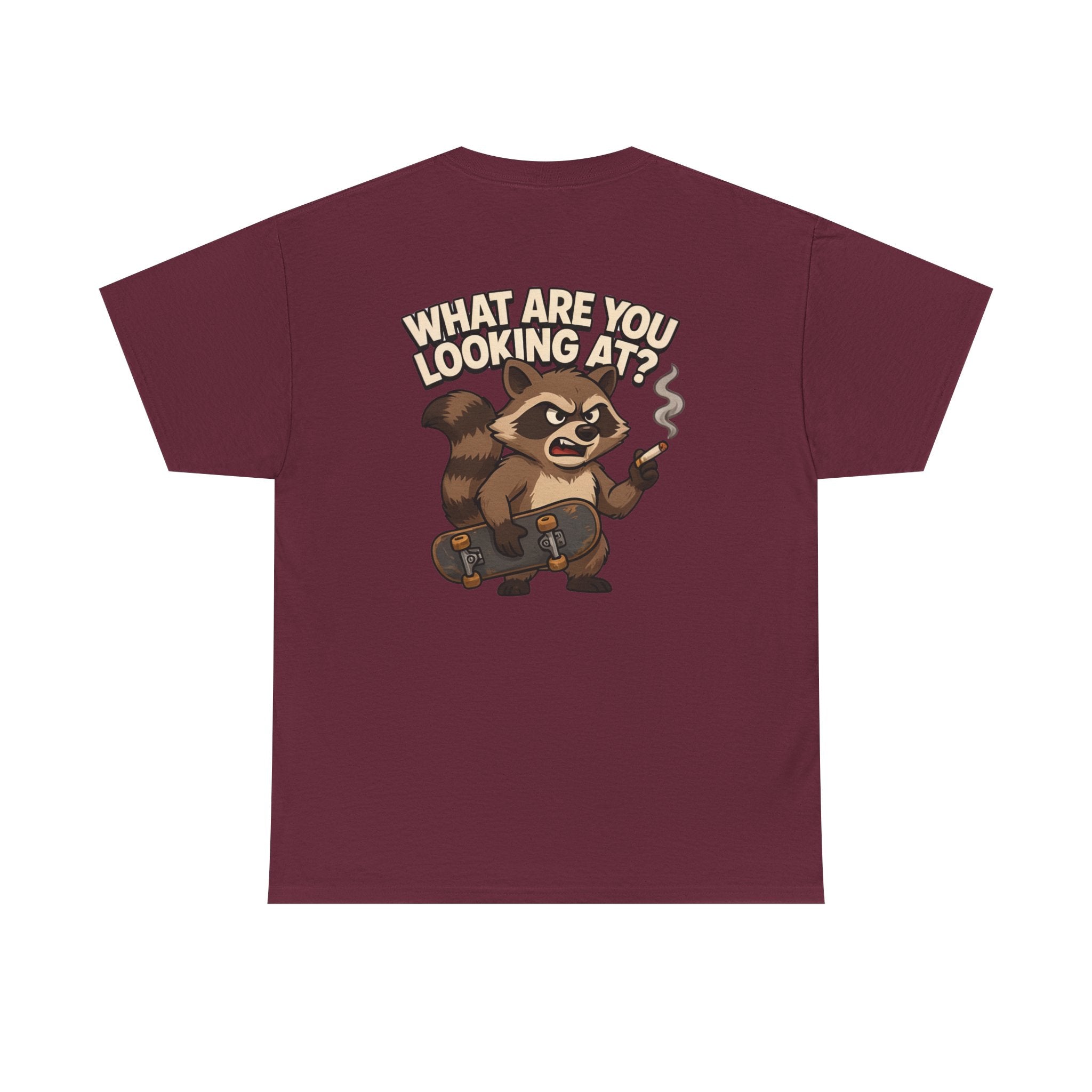 Graphic Tee — "What Are You Looking At?" Raccoon Illustration T-Shirt