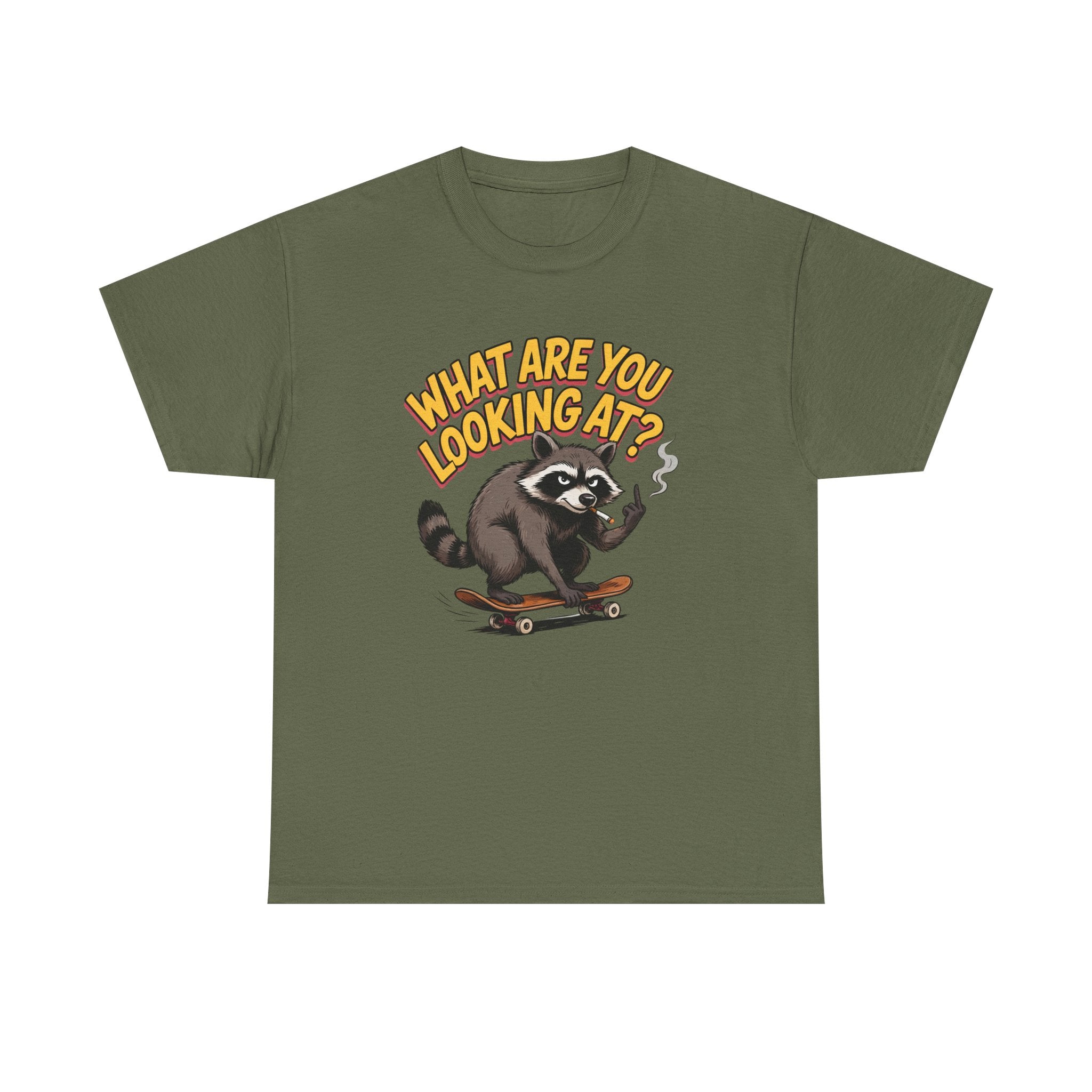Funny Raccoon Graphic T-Shirt — What Are You Looking At Skater Humor Gift Tee
