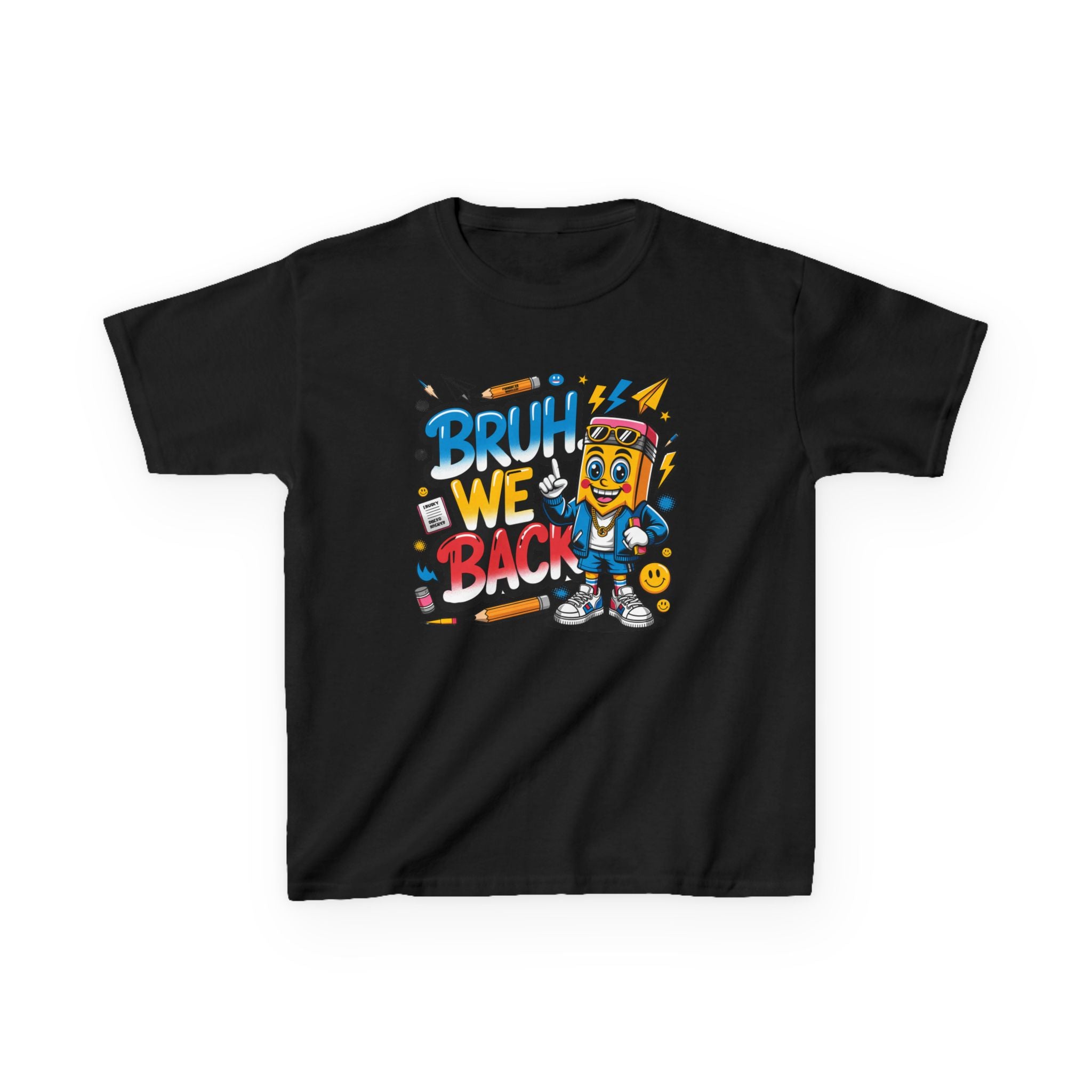 Kids Tee — "Bruh We Back" Retro Cartoon Graphic Shirt