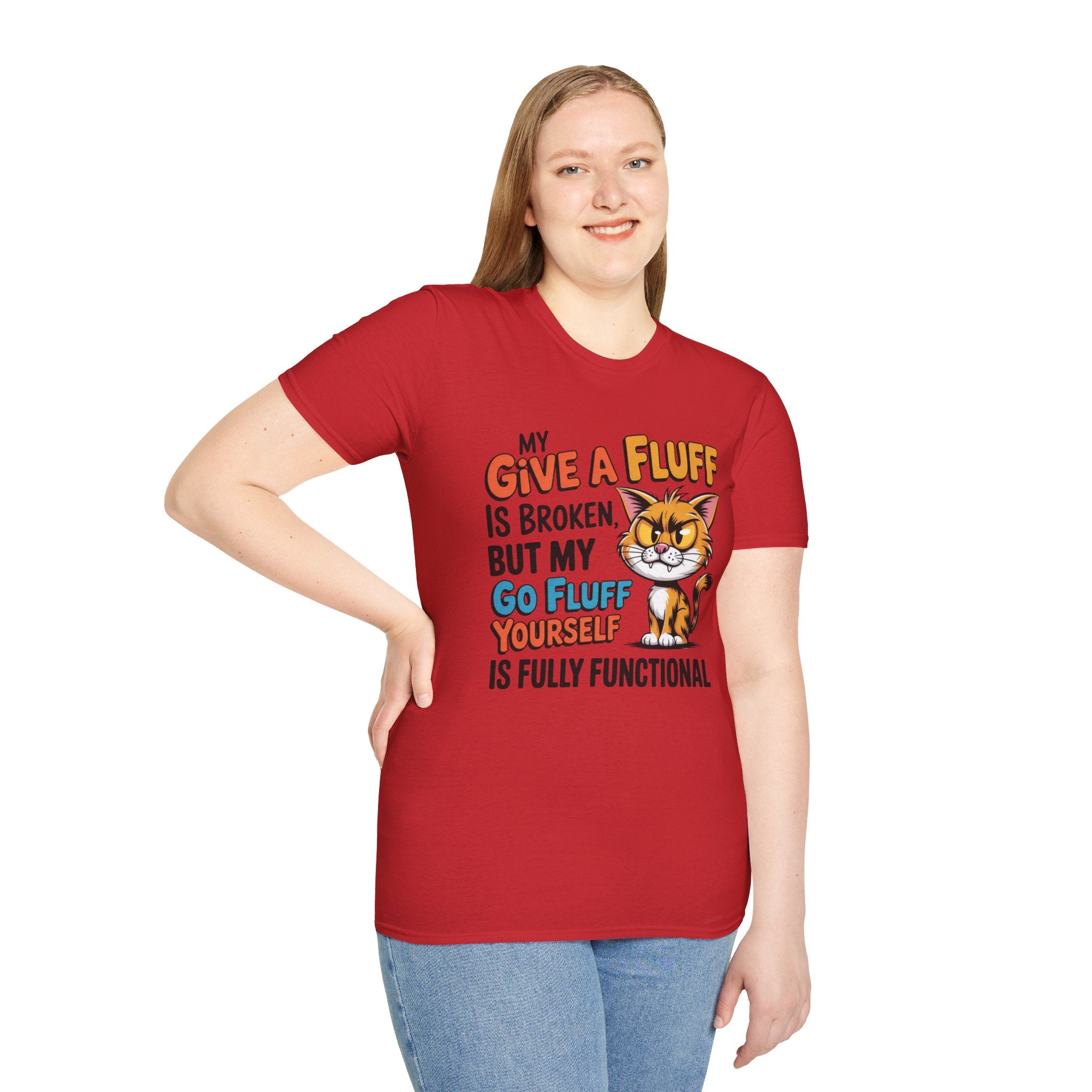 Cat Graphic T-Shirt — "My Give a Fluff Is Broken" Funny Cat Tee