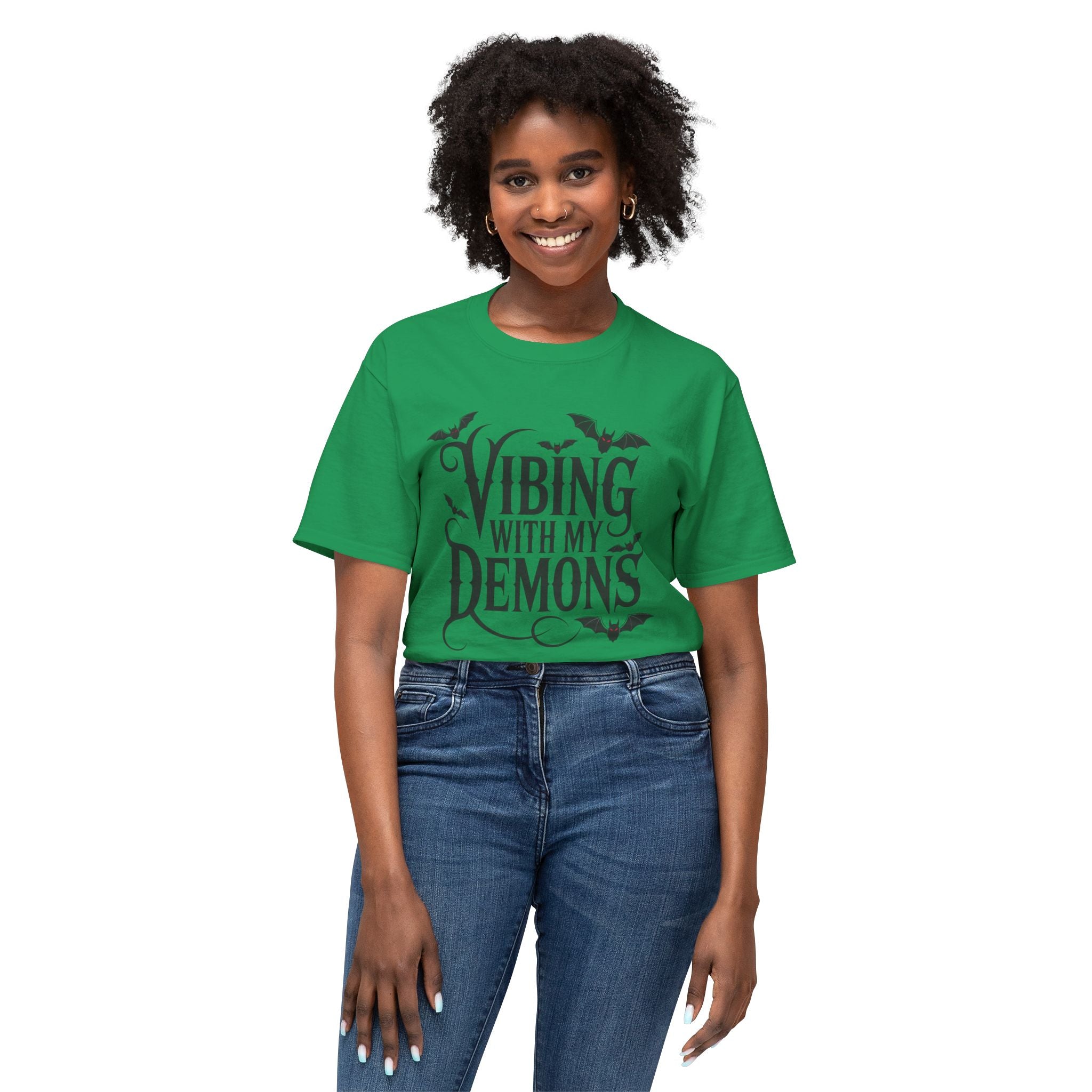 Funny Gothic Halloween T-Shirt — Vibing With My Demons Dark Humor Gift Tee
