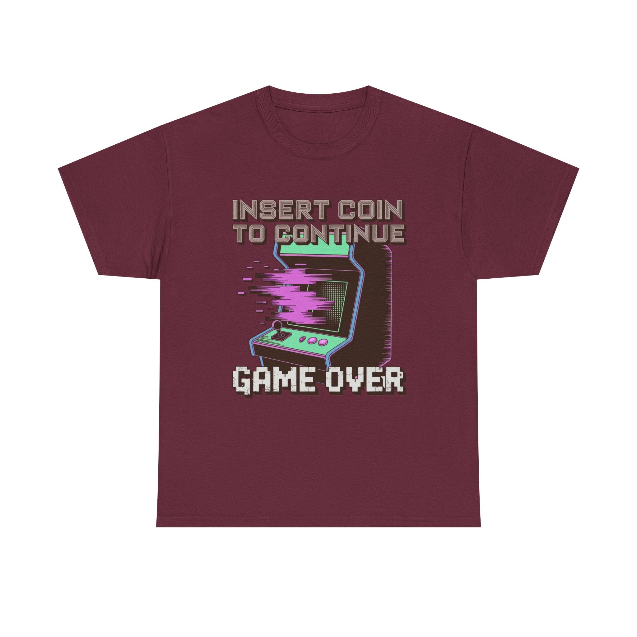 Funny Gamer T-Shirt — Insert Coin to Continue Retro Arcade Gift Tee for Men Women
