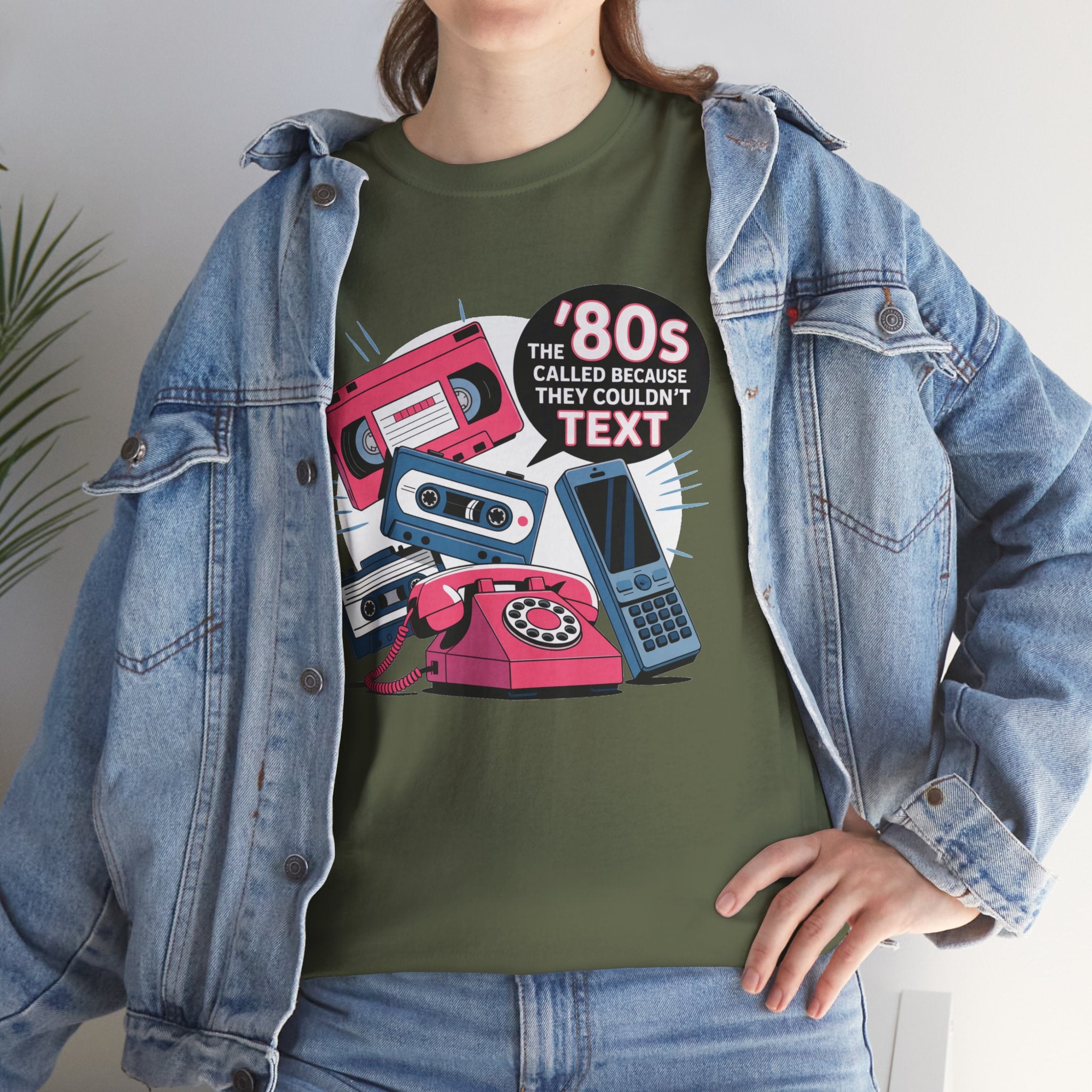 '80s Retro Phones Tee – Vintage Rotary, Cassette & Brick Cell Graphic T-Shirt