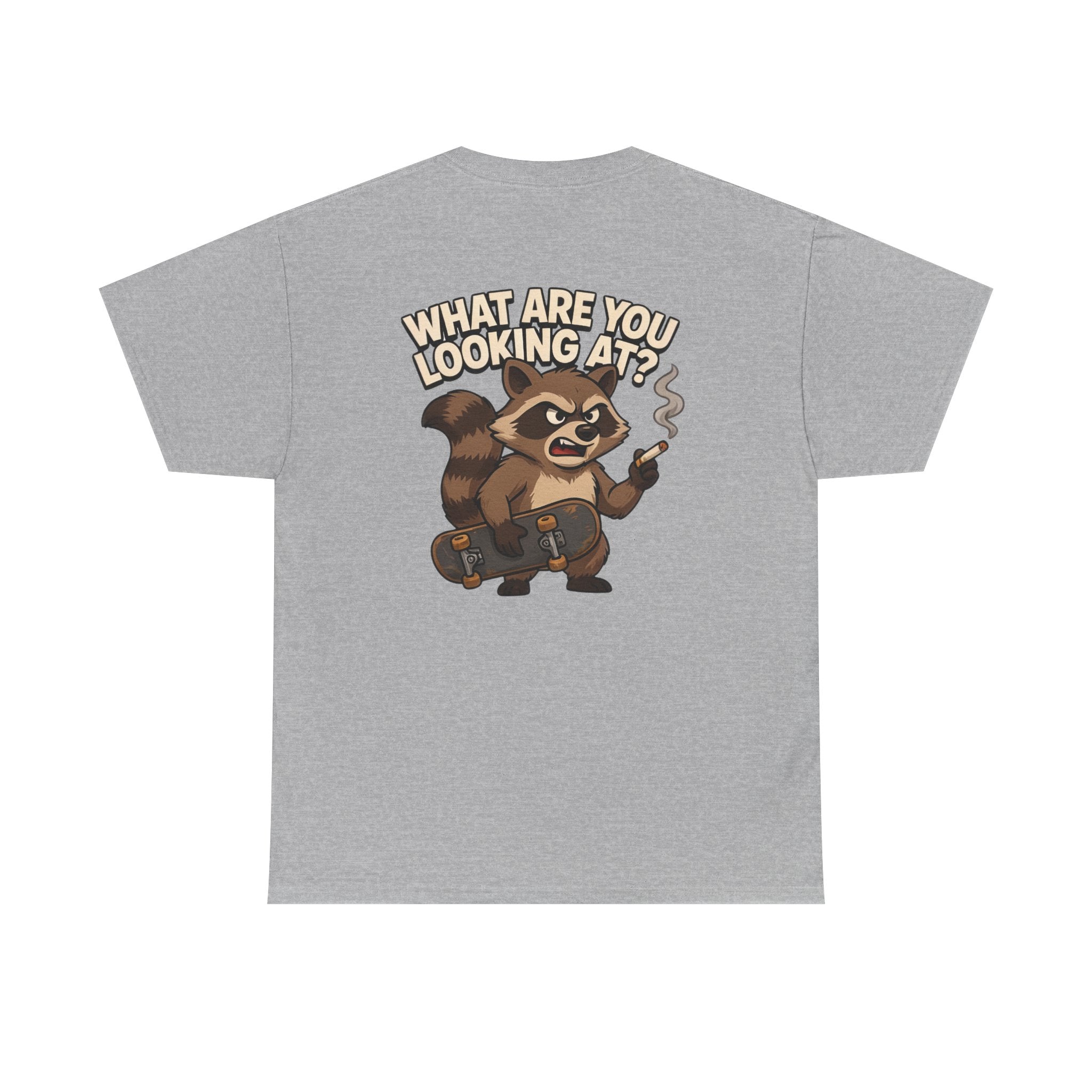 Graphic Tee — "What Are You Looking At?" Raccoon Illustration T-Shirt