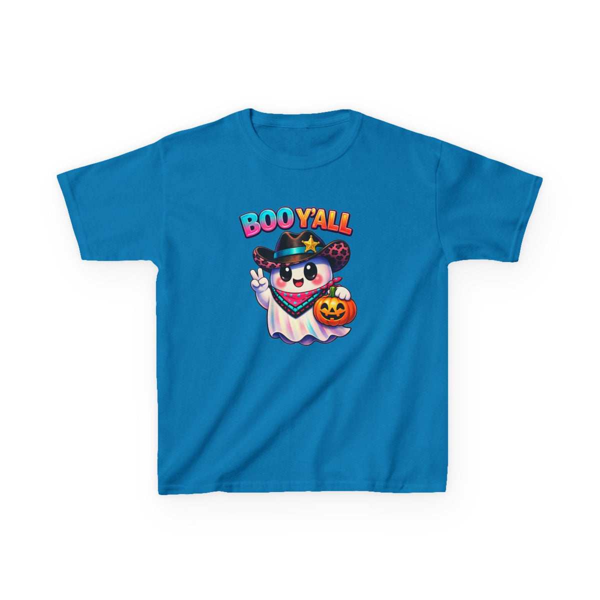 Kids Tee — 'Boo Y'all' Ghost Cowboy Halloween Shirt