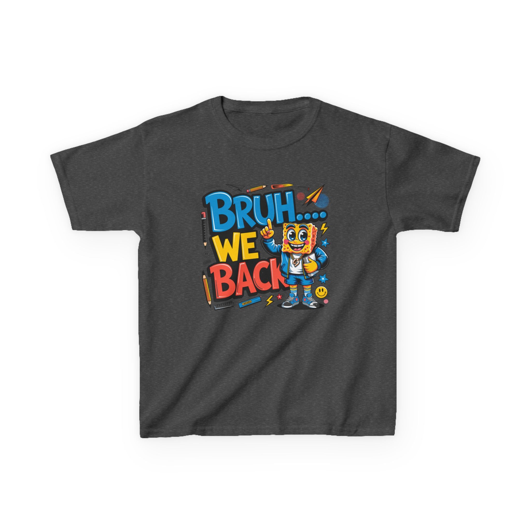Kids Tee — "Bruh... We Back" Cartoon Sponge Graphic