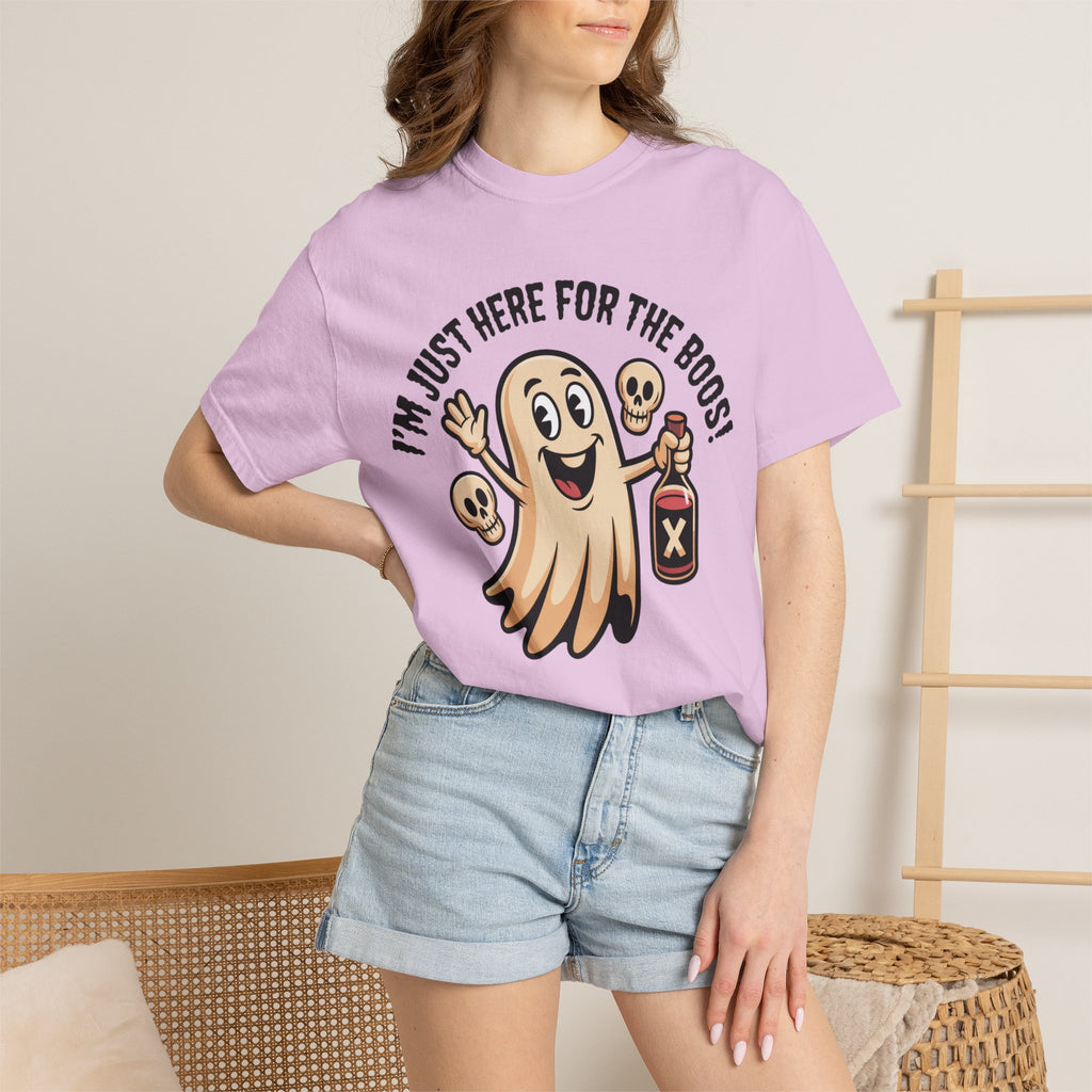 Halloween Ghost T‑Shirt — "I'm Just Here for the Boos!" Funny Party Tee