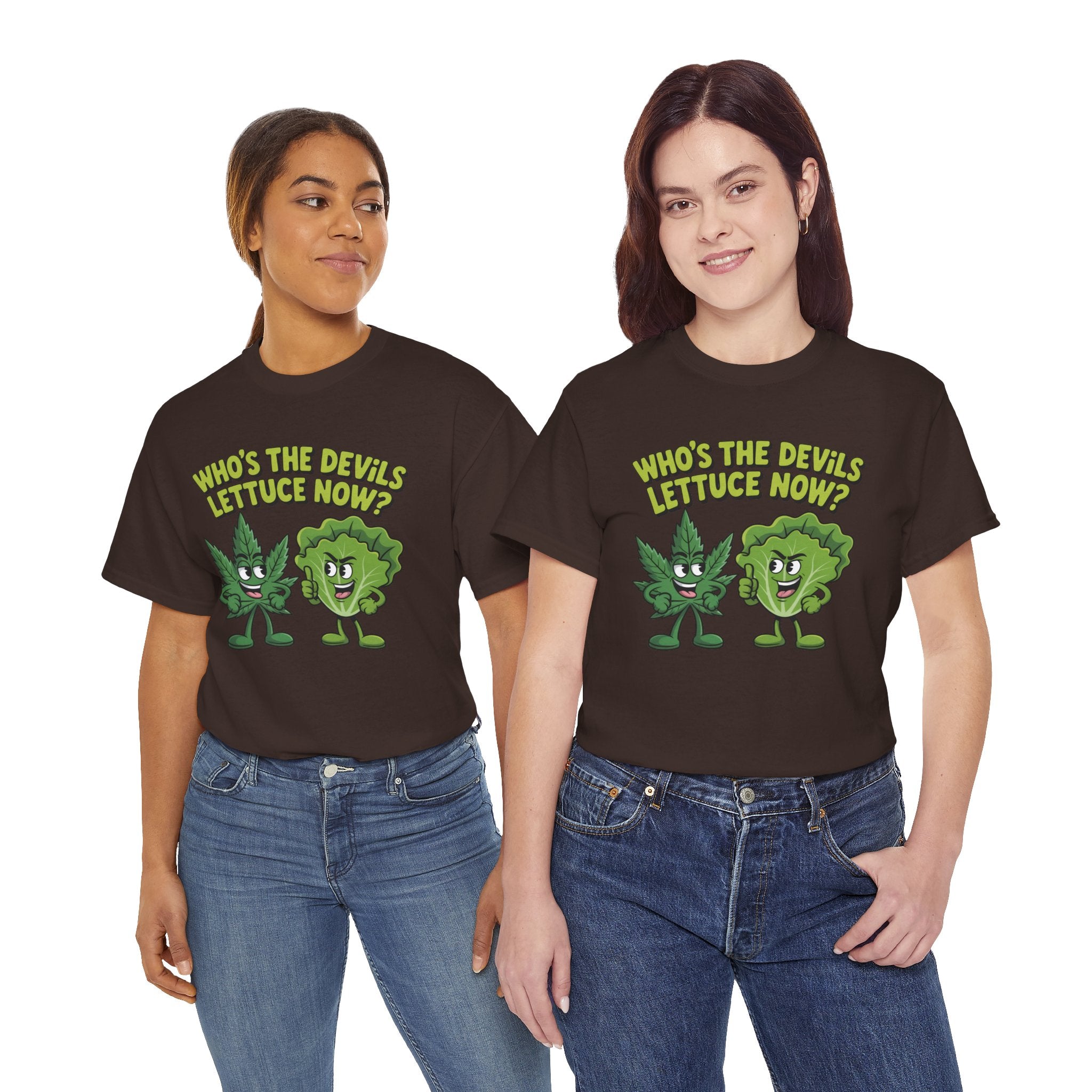 Funny Weed Humor Graphic T-Shirt — Who's the Devil's Lettuce Now Gift Tee for Men Women
