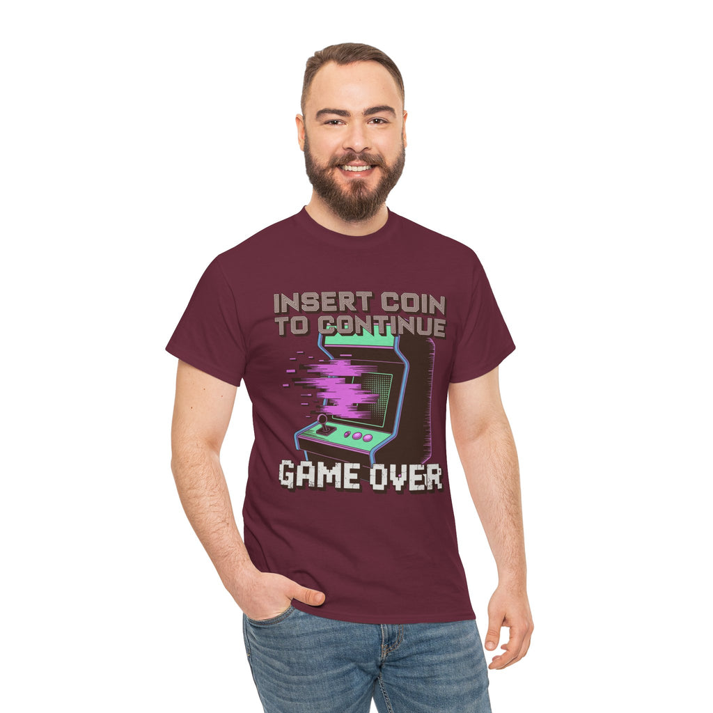 Funny Gamer T-Shirt — Insert Coin to Continue Retro Arcade Gift Tee for Men Women