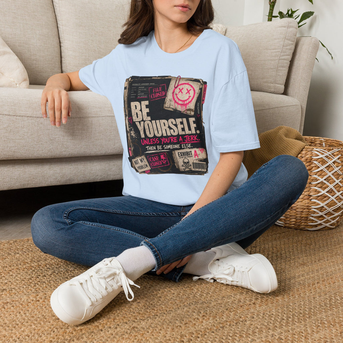 T‑Shirt — 'Be Yourself' Vintage Grunge Graphic Tee (Be Yourself, Unless You’re a Jerk)