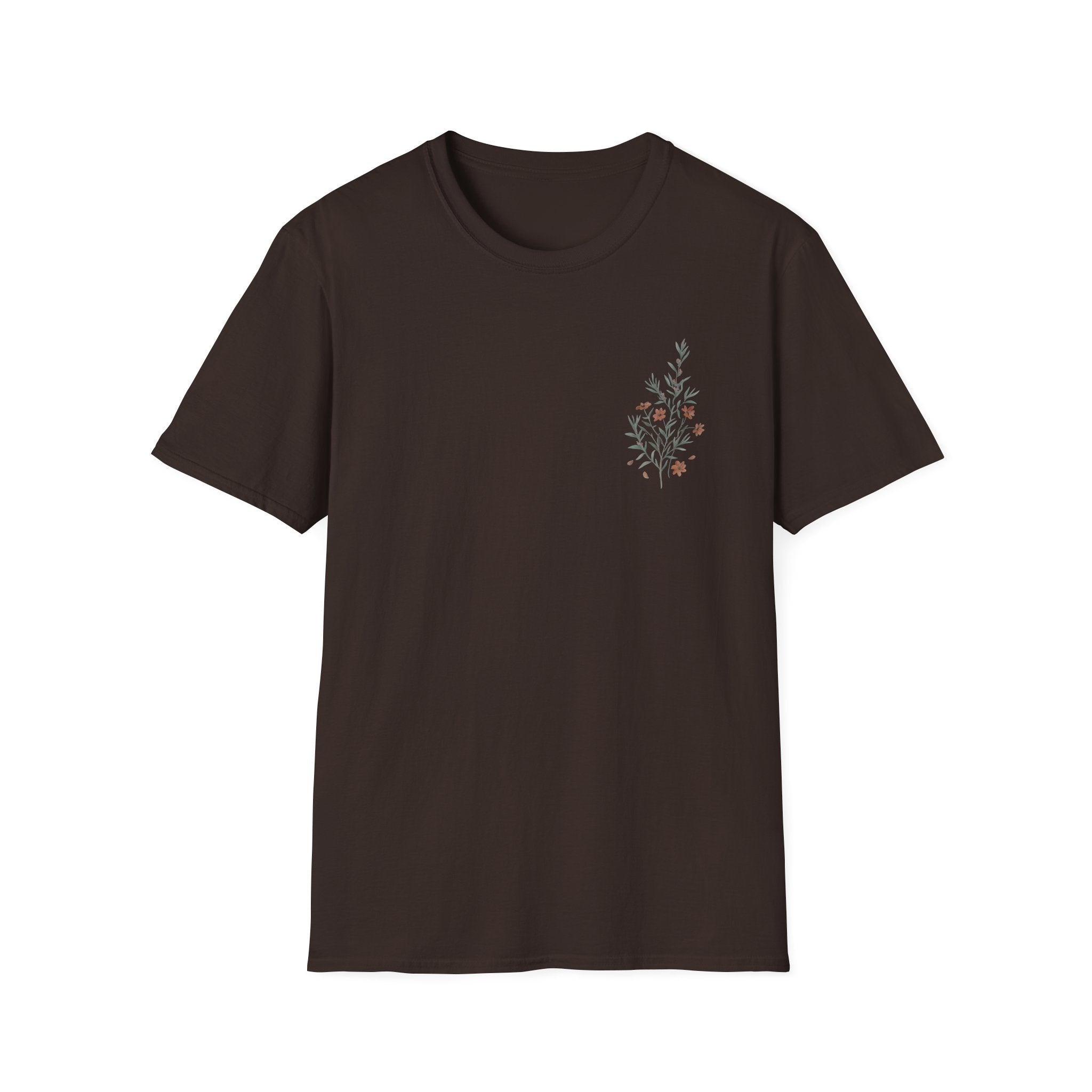 Floral Corner Tee — Minimal Wildflower Pocket T‑Shirt
