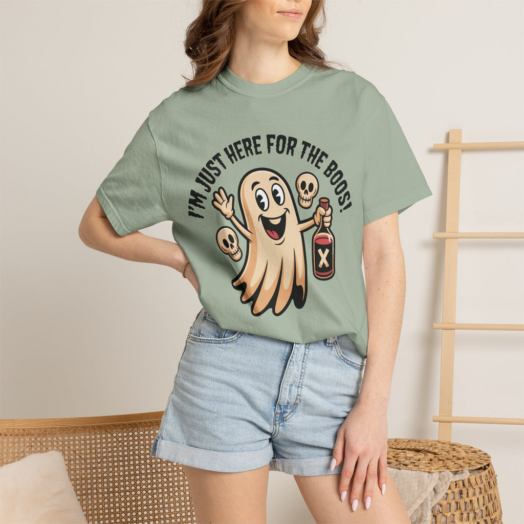 Halloween Ghost T‑Shirt — "I'm Just Here for the Boos!" Funny Party Tee