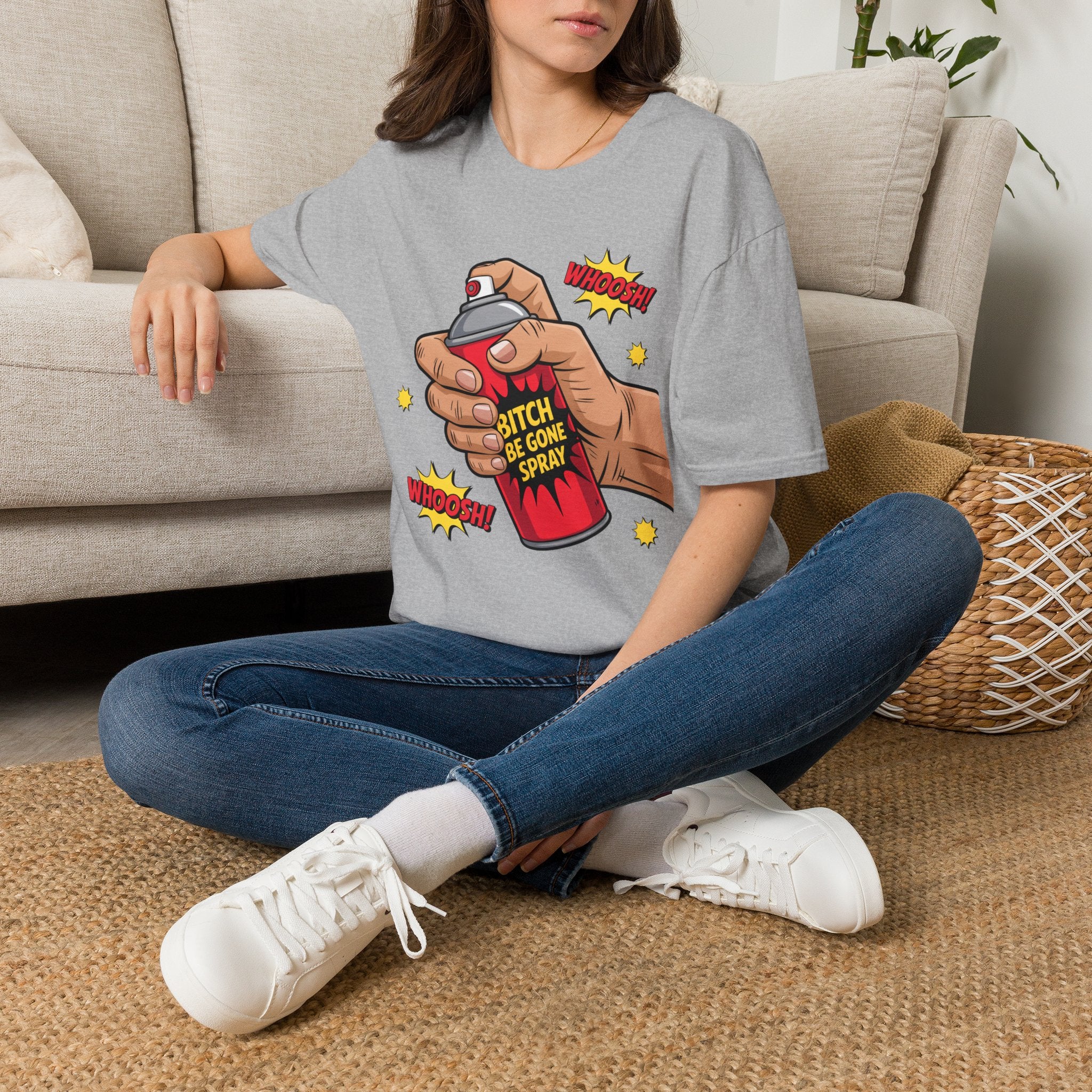 Funny 'Bitch, Be Gone' Spray T-Shirt — Pop Art Spray Can Graphic Tee