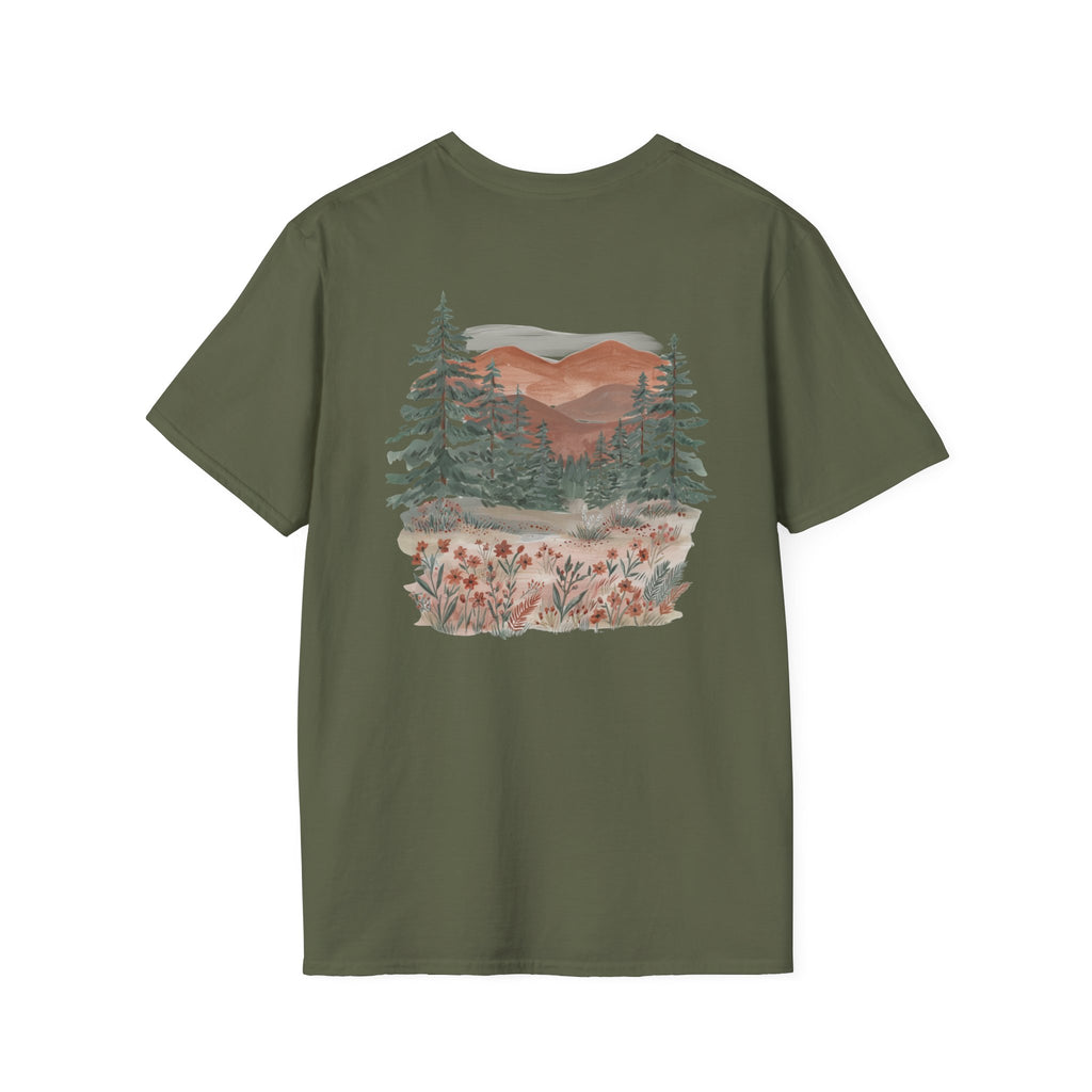 Floral Corner Tee — Minimal Wildflower Pocket T‑Shirt