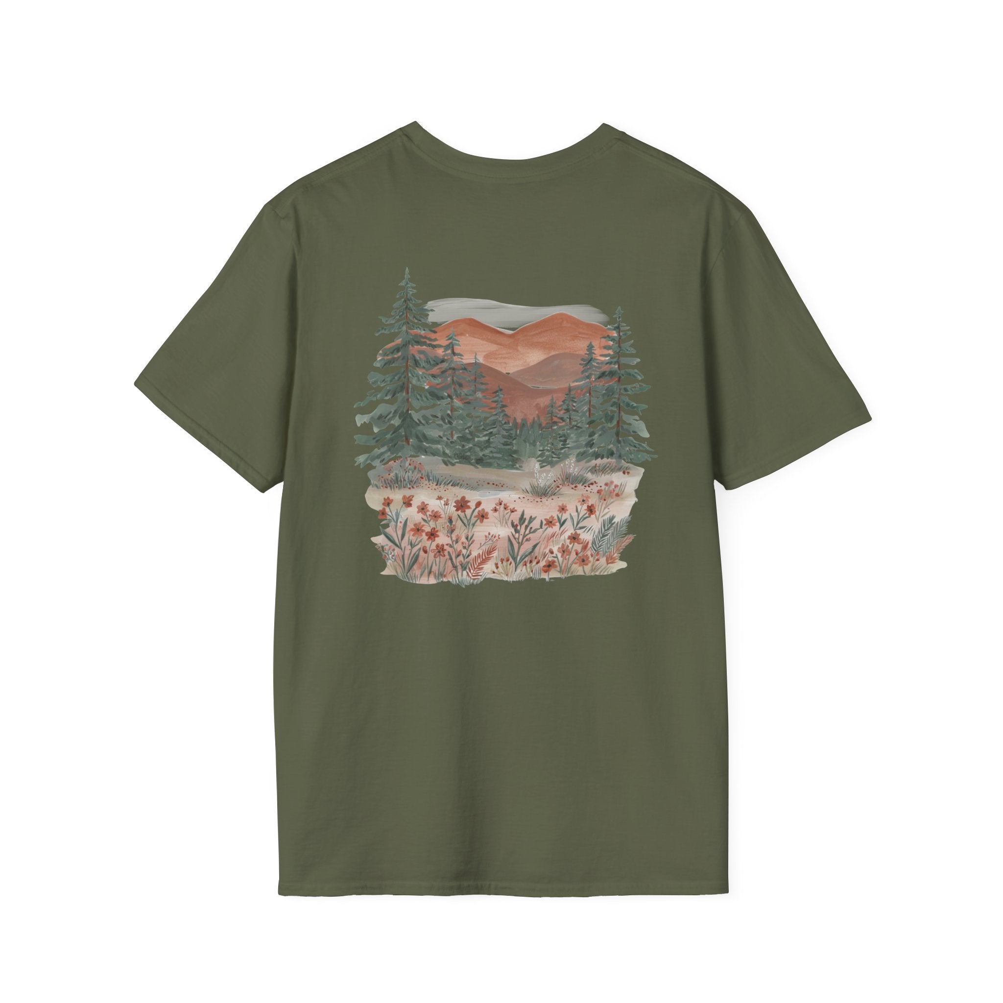 Floral Corner Tee — Minimal Wildflower Pocket T‑Shirt