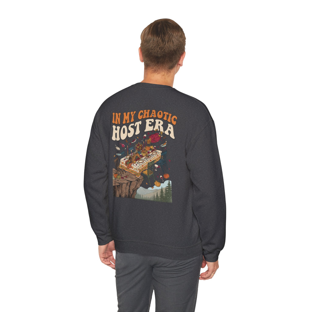Funny Thanksgiving Crewneck Sweatshirt — My Table Seats 6 My Anxiety Seats 12 Chaotic Host Gift Pullover
