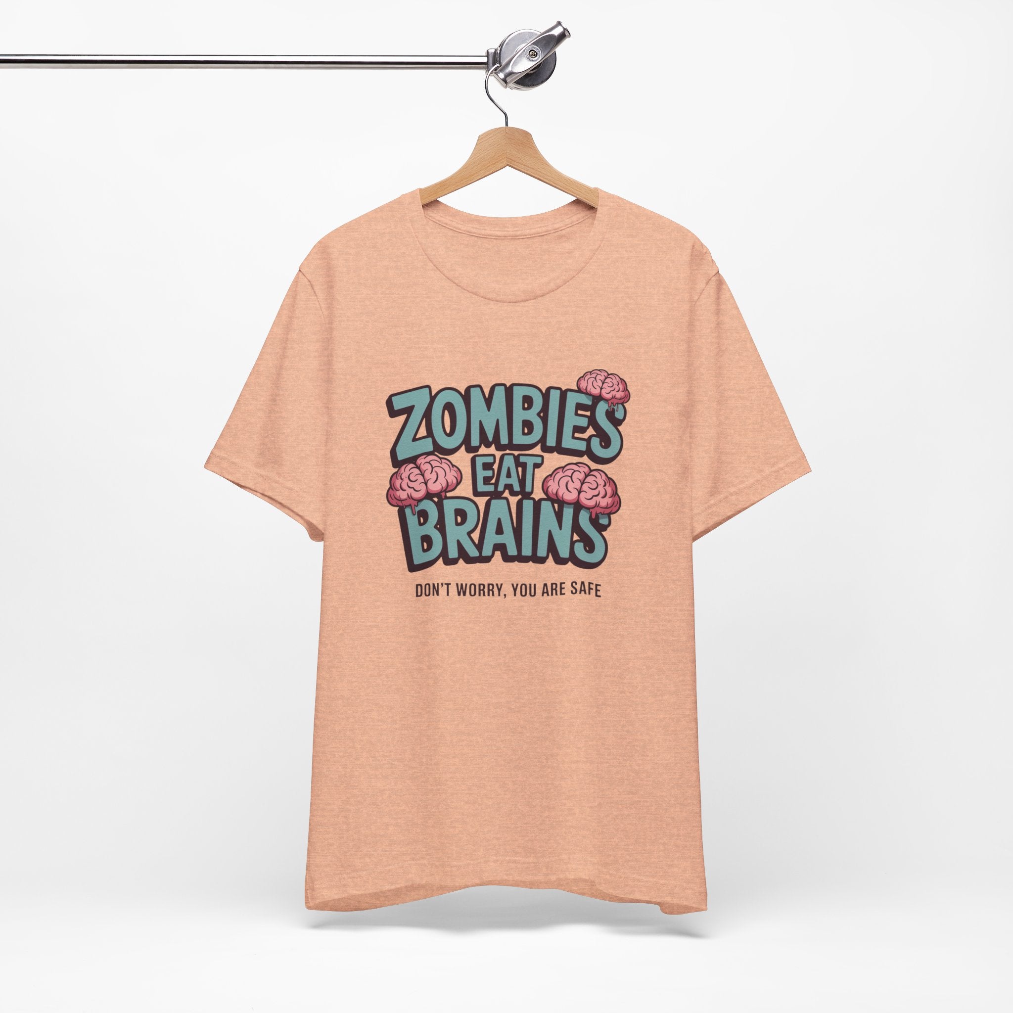 Zombies Eat Brains T‑Shirt — Funny Halloween Horror Tee ("Don't Worry, You Are Safe")