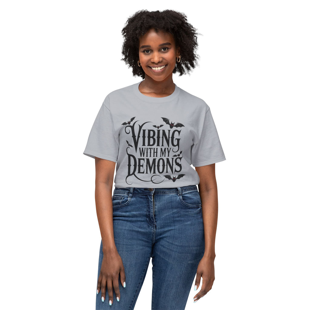 Funny Gothic Halloween T-Shirt — Vibing With My Demons Dark Humor Gift Tee