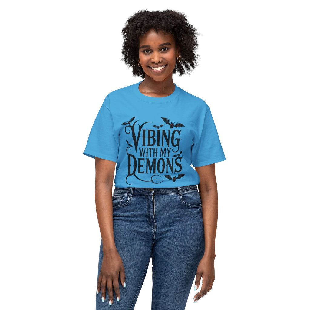 Funny Gothic Halloween T-Shirt — Vibing With My Demons Dark Humor Gift Tee