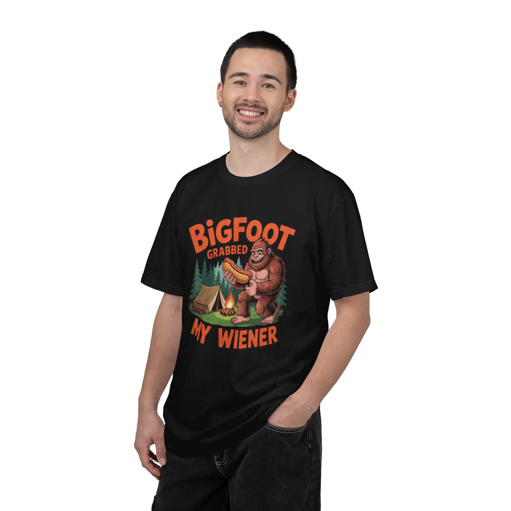 Bigfoot Grabbed My Wiener T-Shirt — Funny Camping Sasquatch Tee